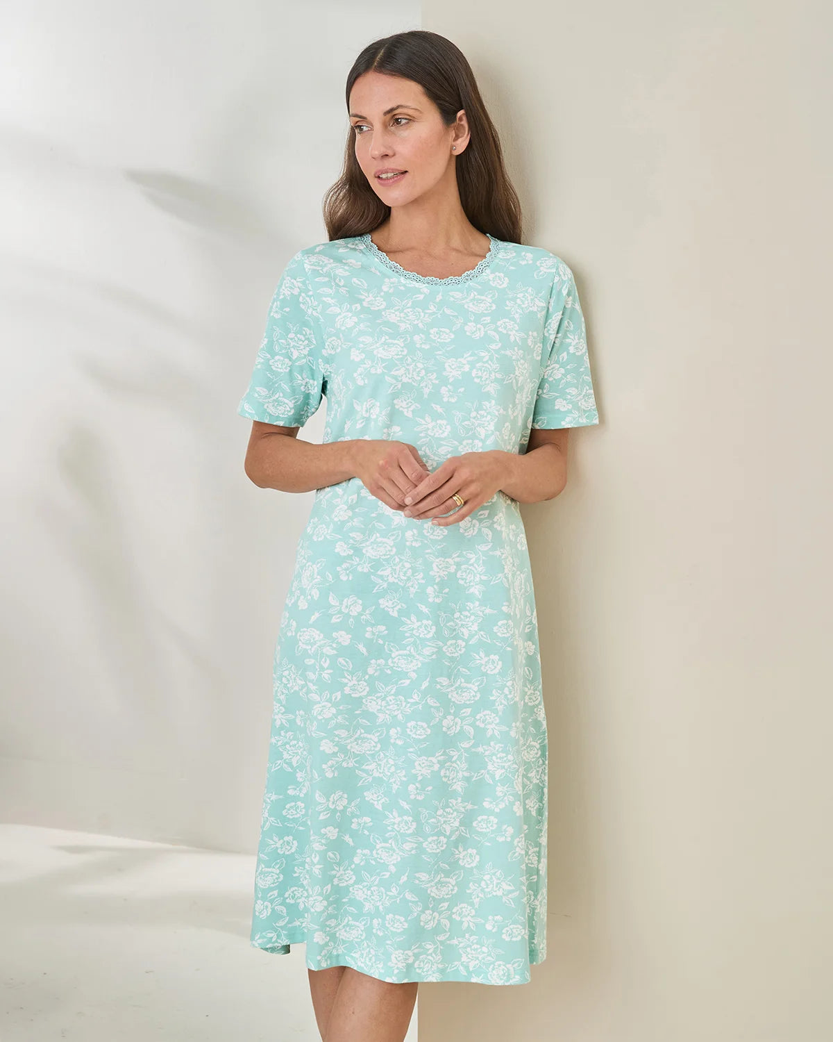 Elise Floral Short Sleeve Cotton Jersey Nightdress