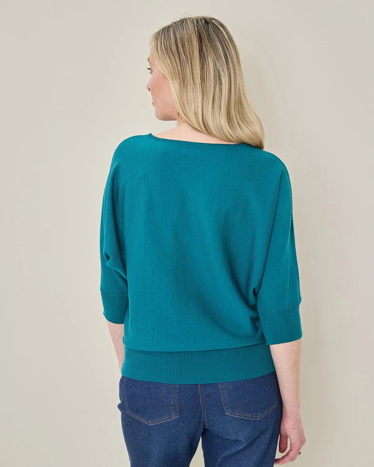 Gianna Batwing Style Merino Wool Jumper - Teal