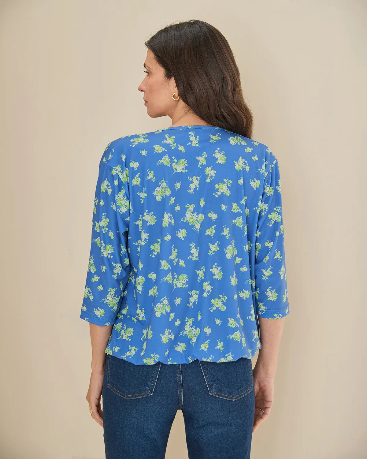 Greta Floral Tie Neck 3/4 Sleeved Top