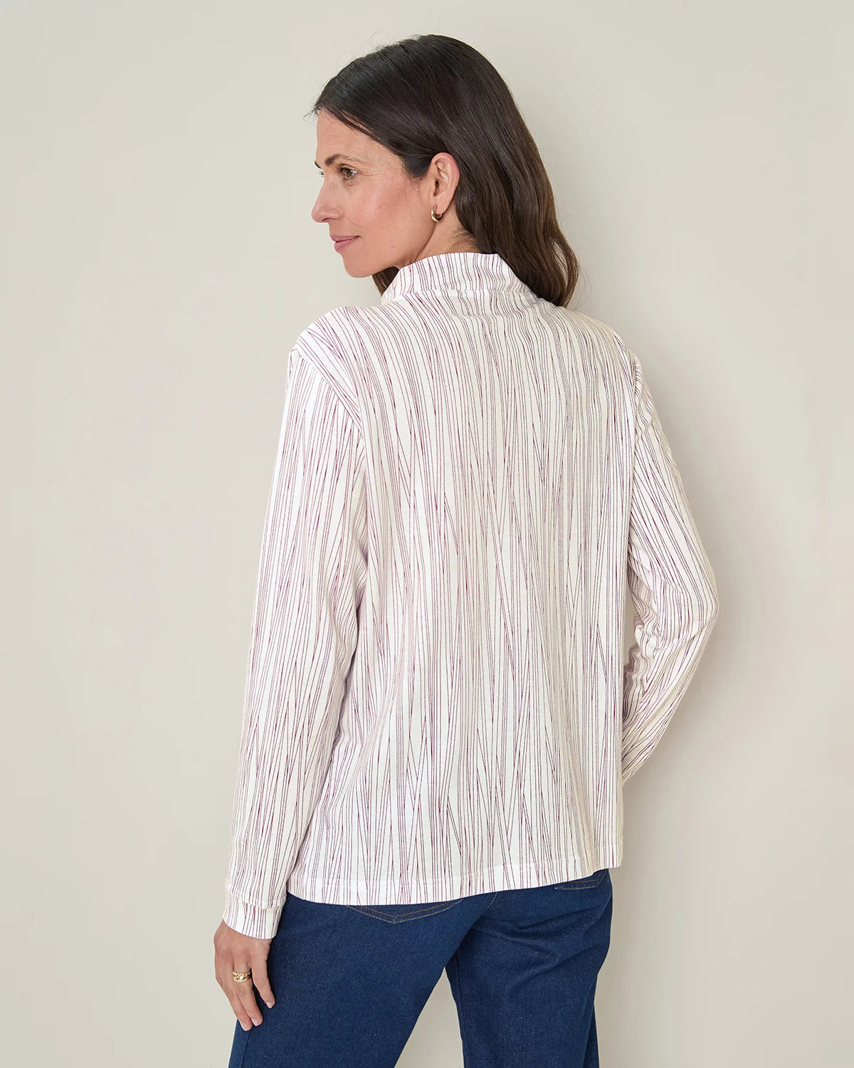 Printed Long Sleeved Cotton Turtle Neck Top - Harlow