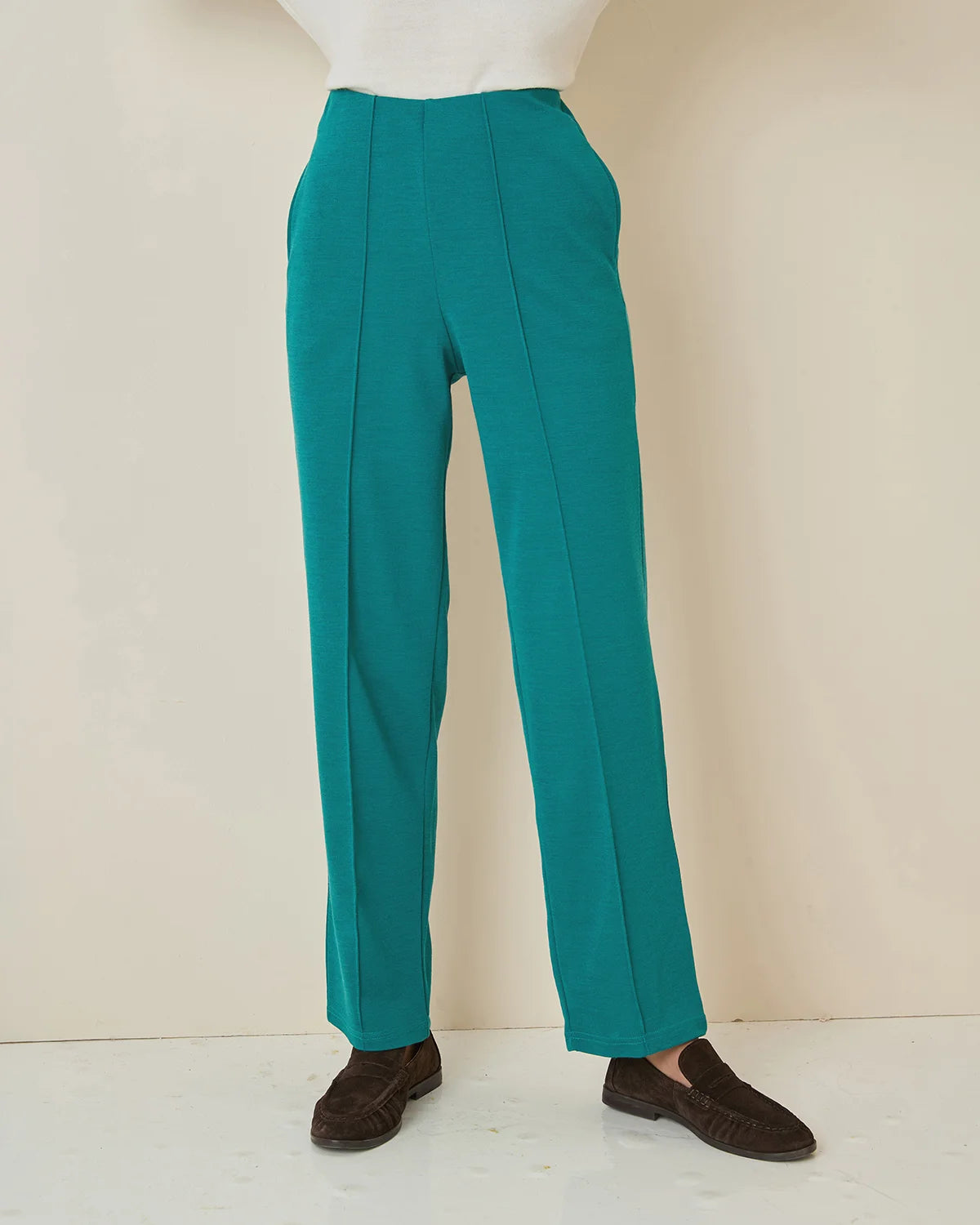 Isla Wool Blend Pull On Trousers - Emerald