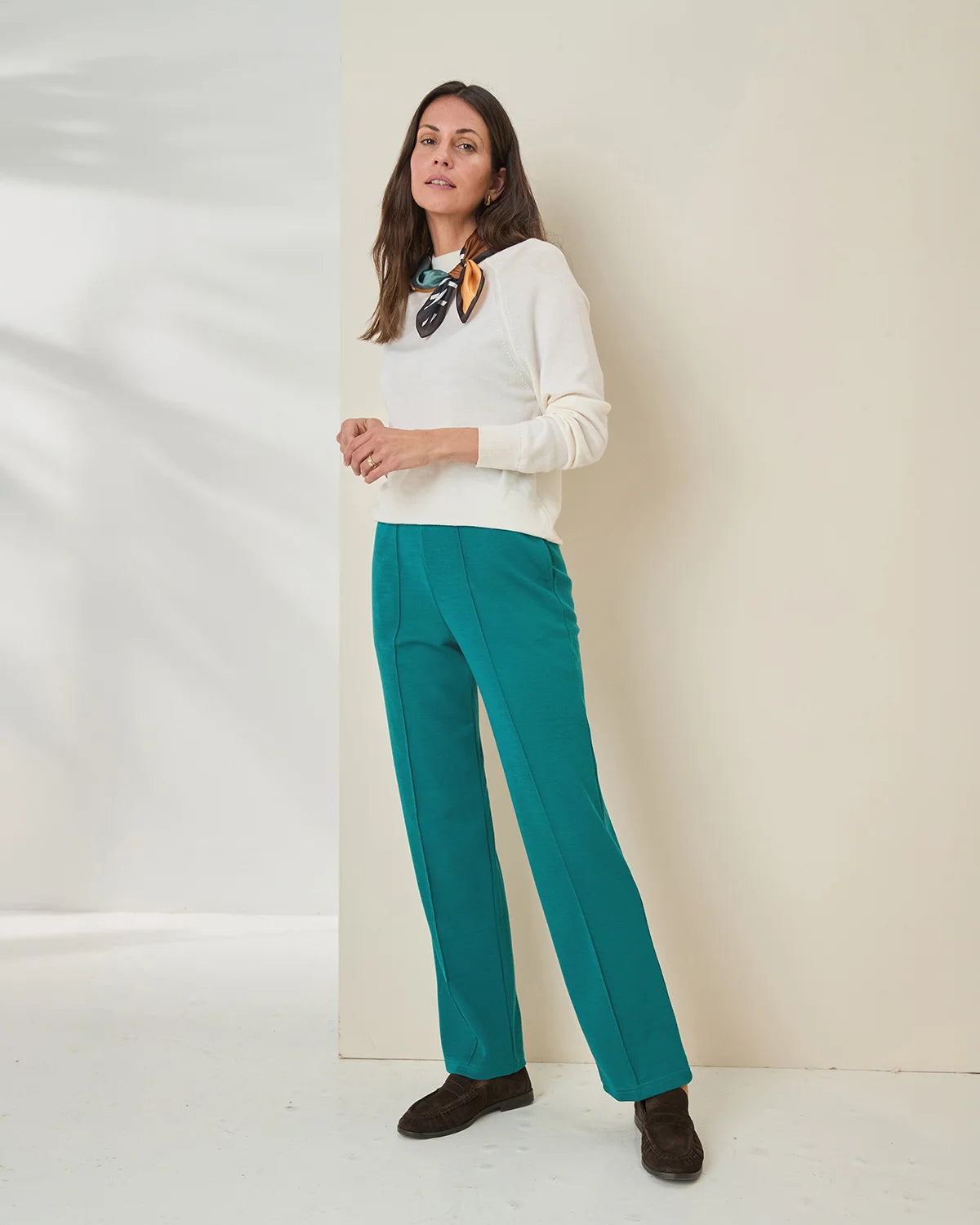 Isla Wool Blend Pull On Trousers - Emerald