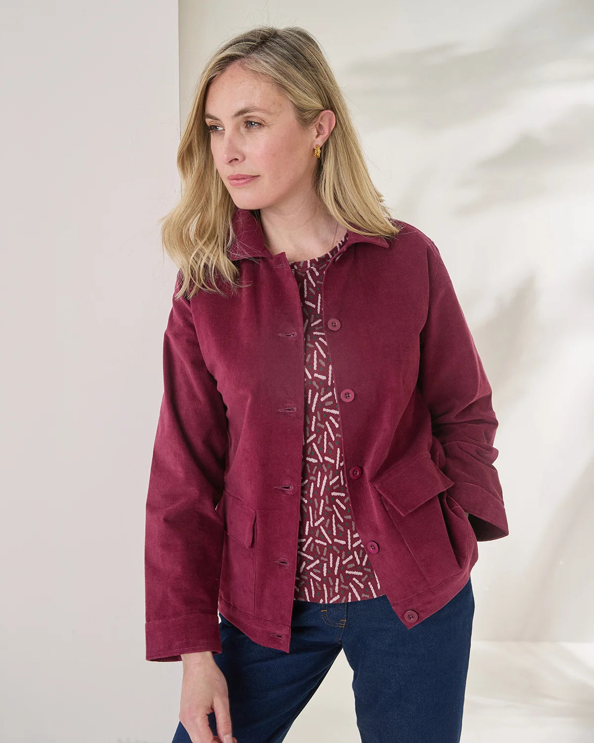 Kinsley Claret Needlecord Jacket