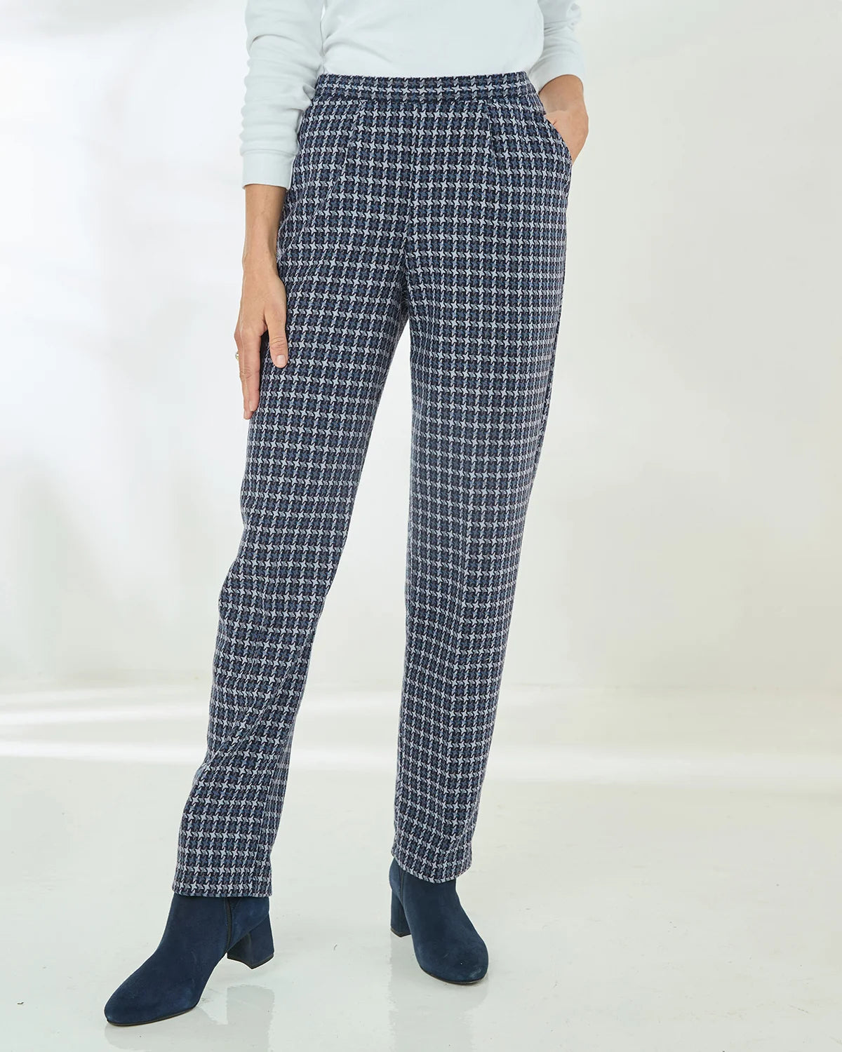 Laverne checked Wool Mix Pull On Trousers