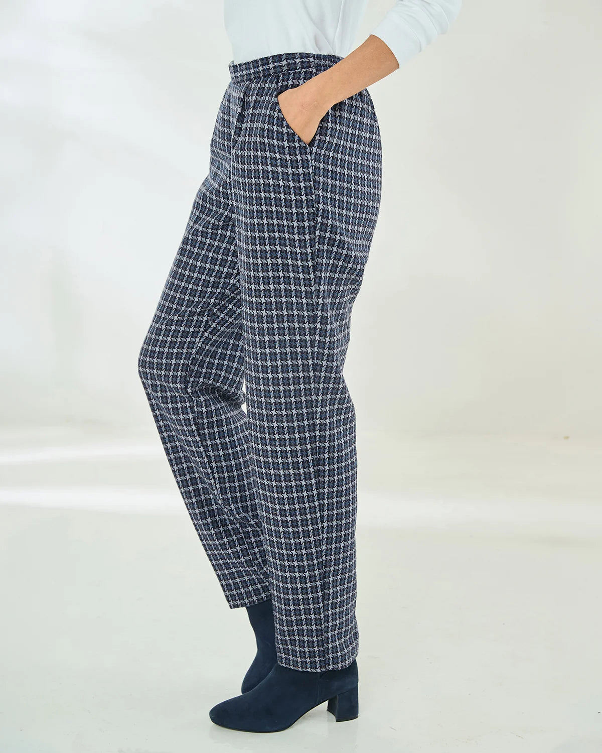 Laverne checked Wool Mix Pull On Trousers