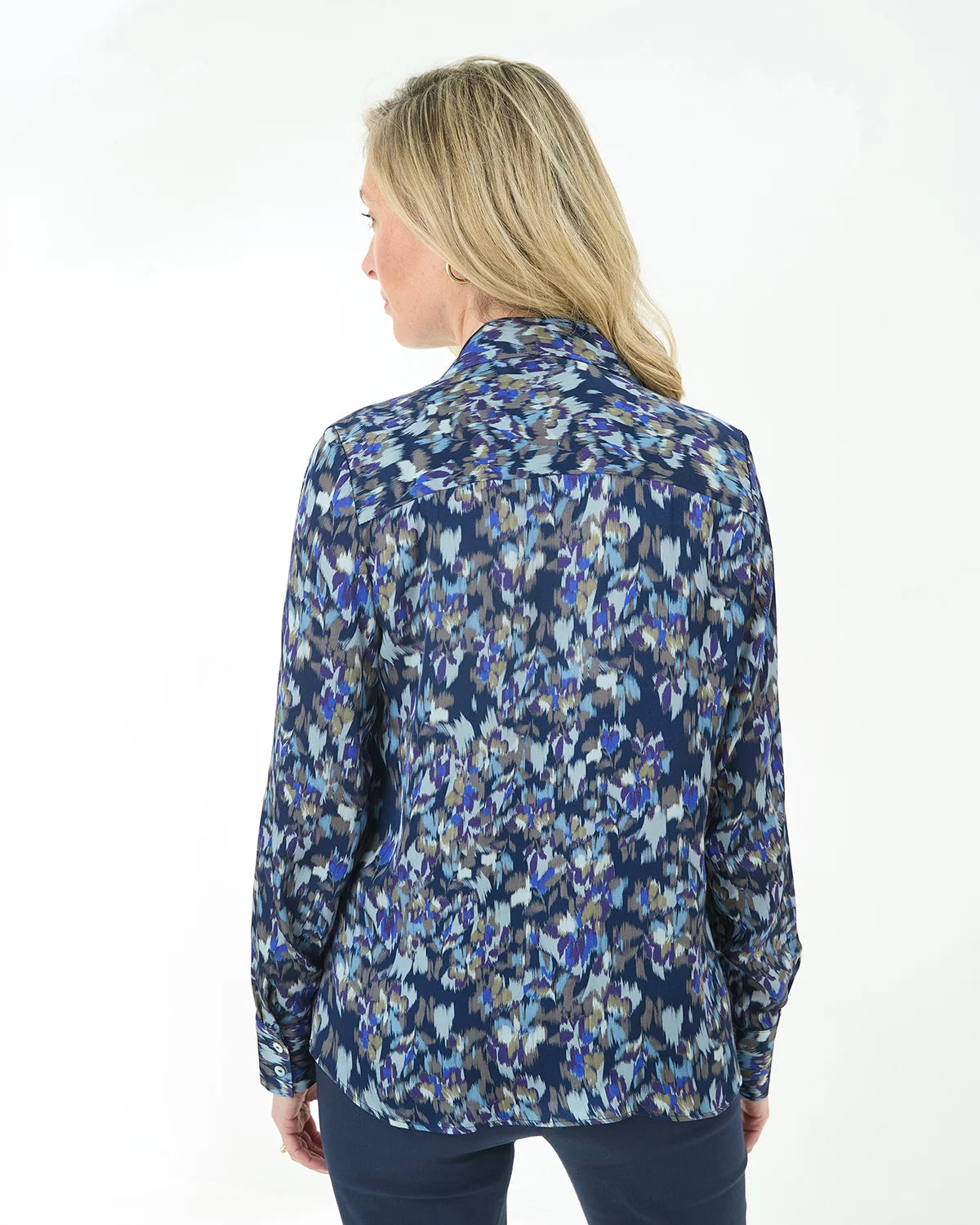 Marina Patterned Viscose Long Sleeve Blouse
