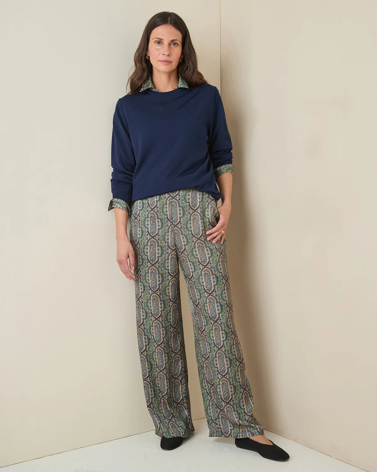 Miriam Floral Pure Viscose Pull On Trousers