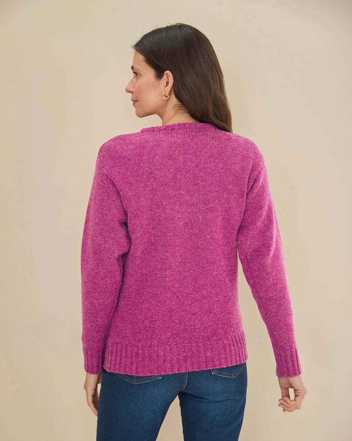 Shetland Wool Crew Neck Jumper - Mulberry
