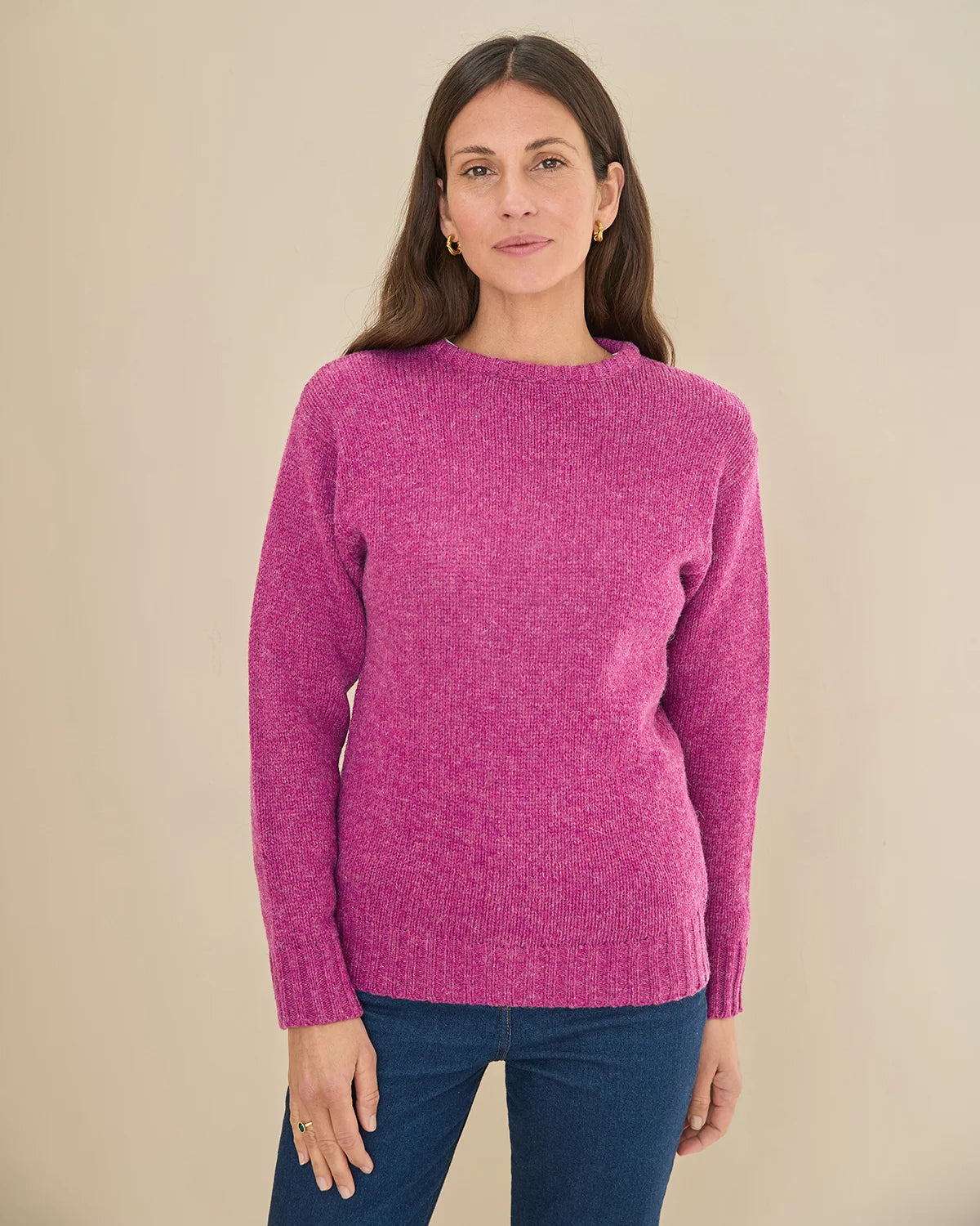 Shetland Wool Crew Neck Jumper - Mulberry