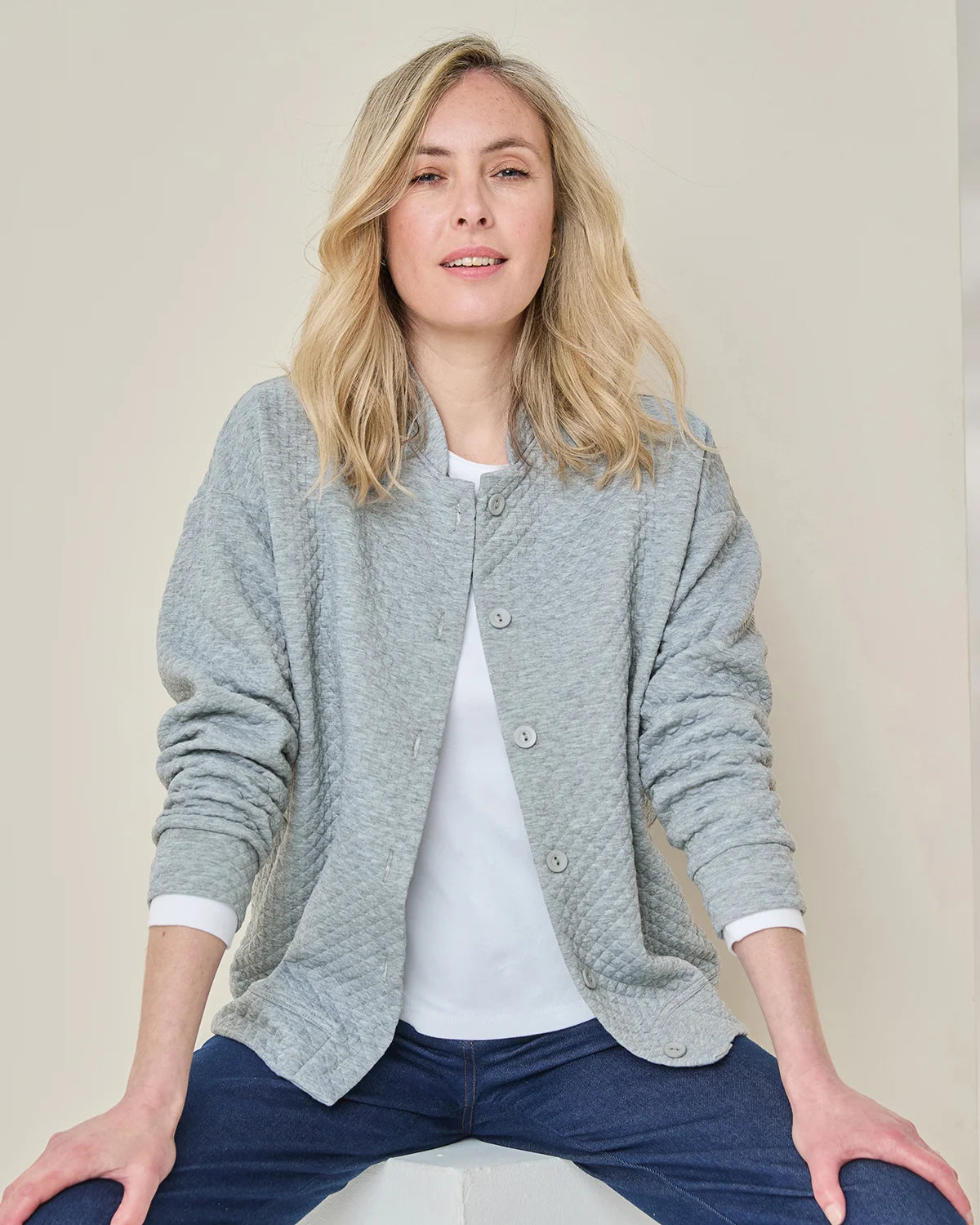 Nova Silver Quilted Leisure Cardigan
