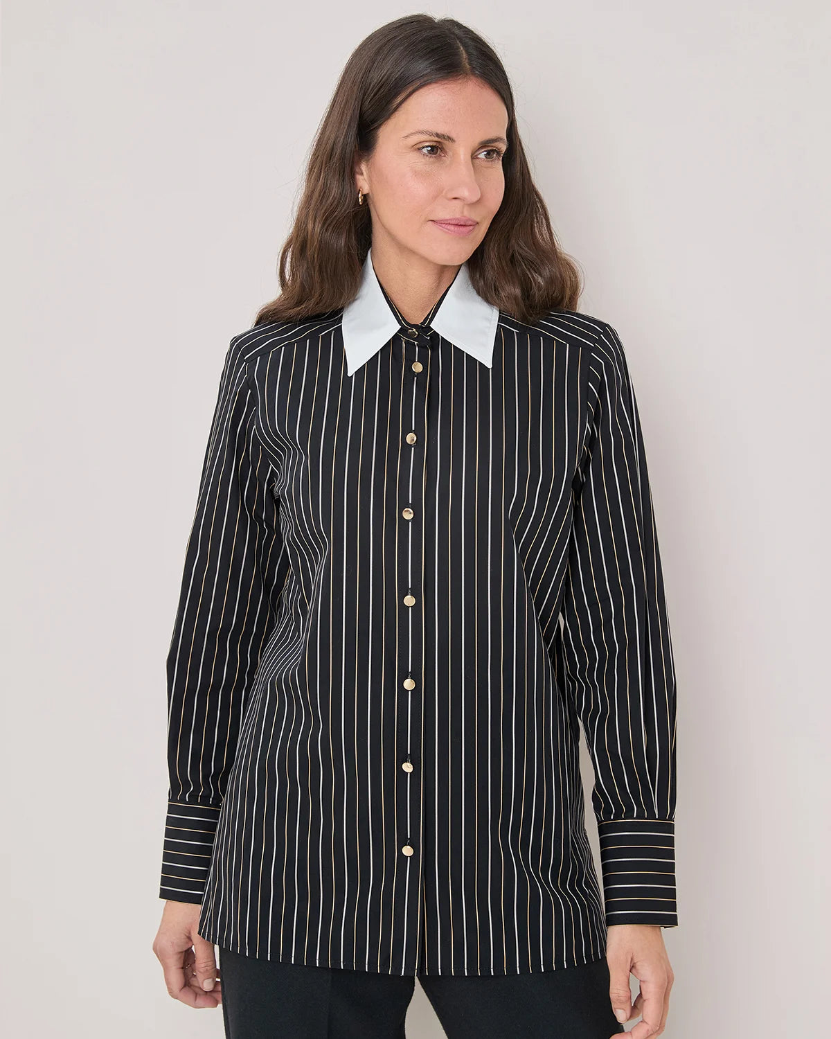 Odette Pure Cotton Long Sleeved Striped Blouse