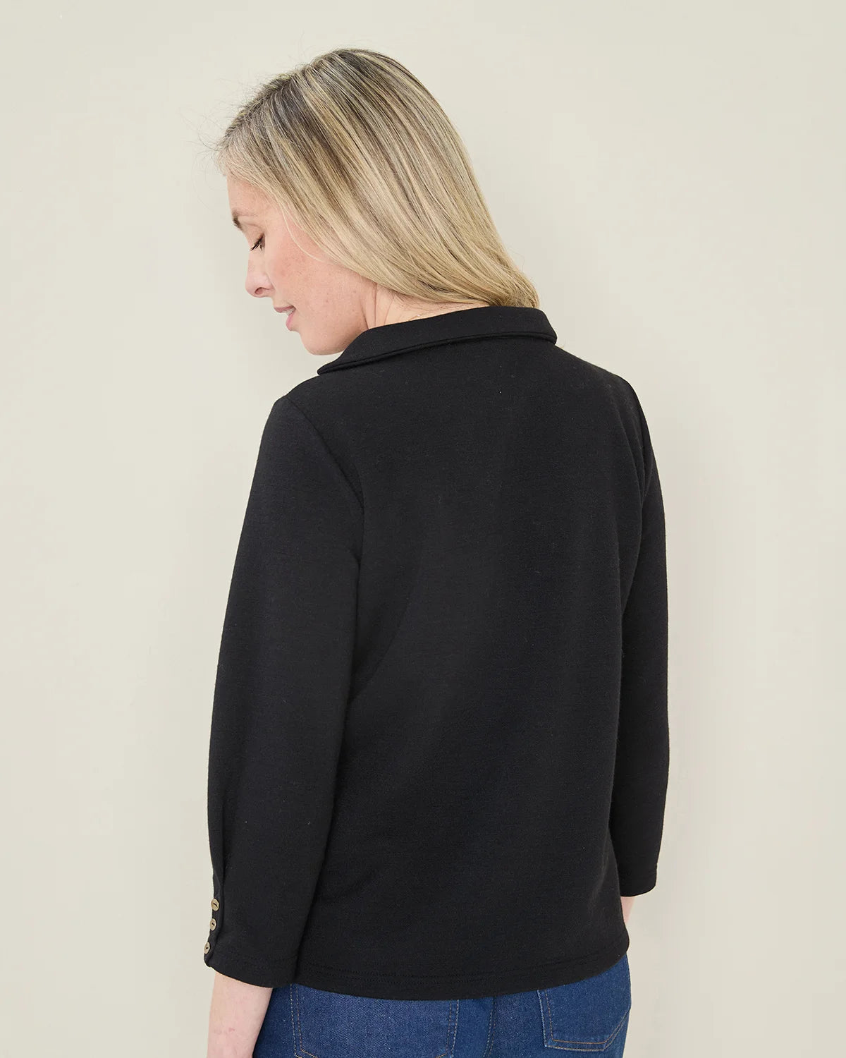 Peggy 3/4 Sleeve Boat Neck Top - Black
