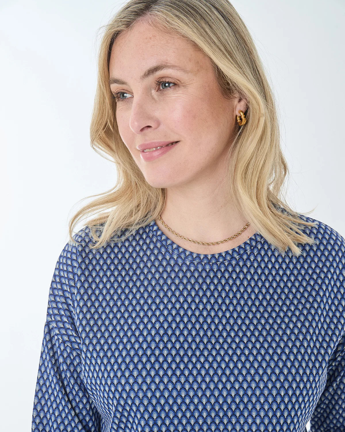 Patterned Crew Neck Dolman Sleeve Top - Renee