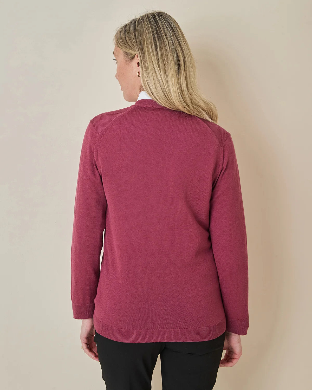 Merino Wool Cardigan - Rosewood
