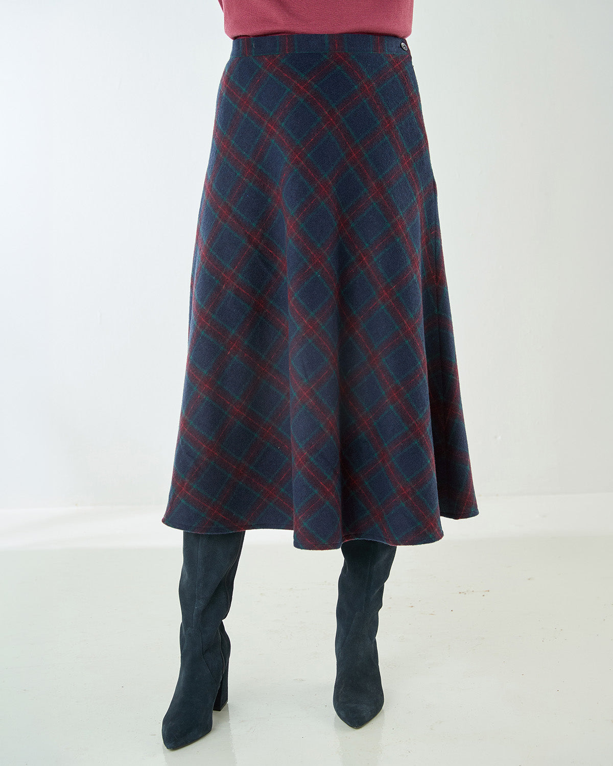 Lorraine Checked Wool Mix A Line Skirt