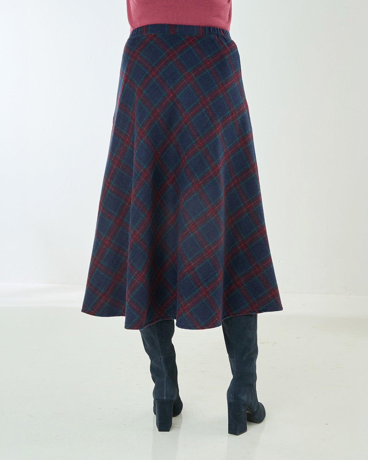 Lorraine Checked Wool Mix A Line Skirt