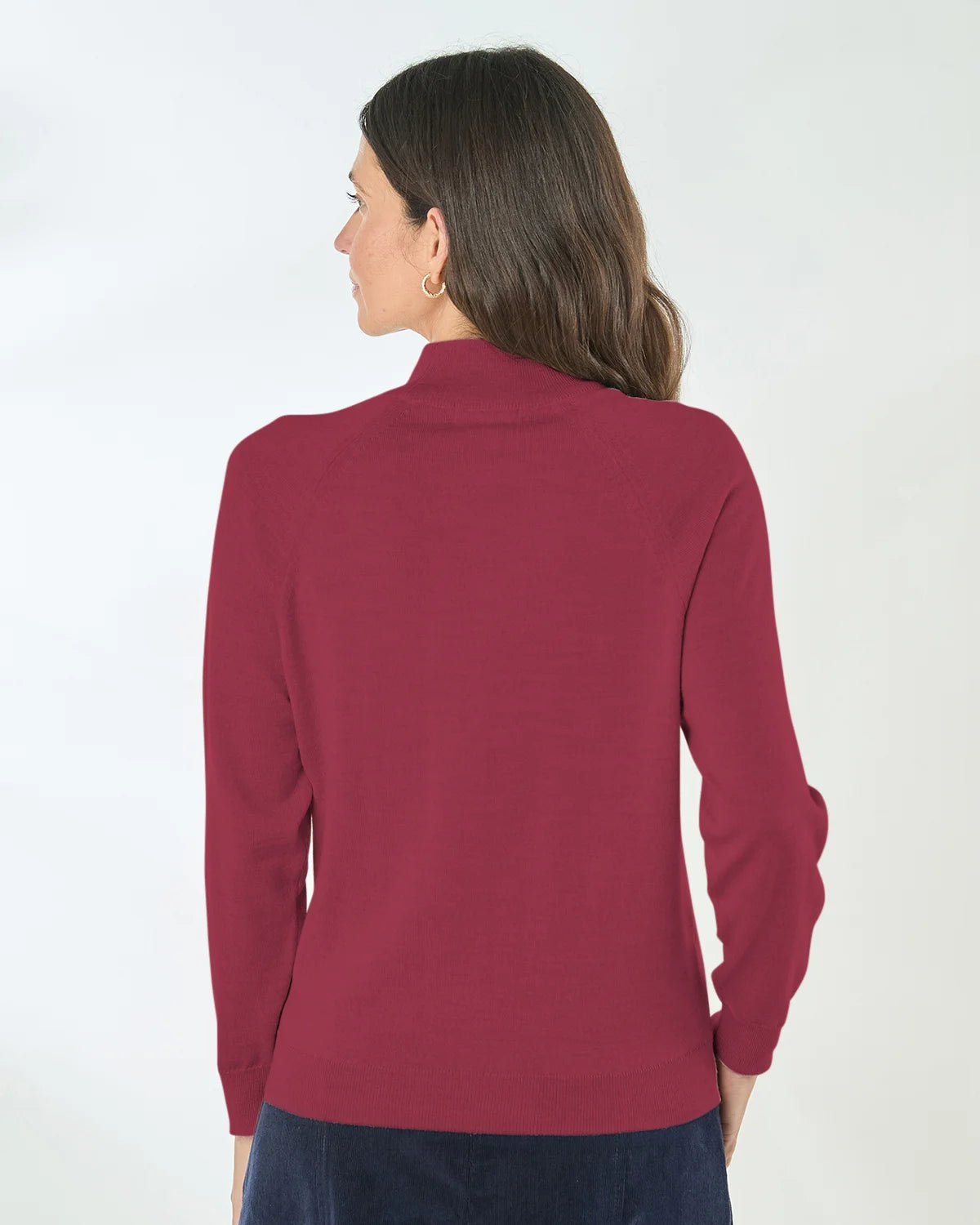 Merino Wool Turtle Neck Jumper - Rosewood