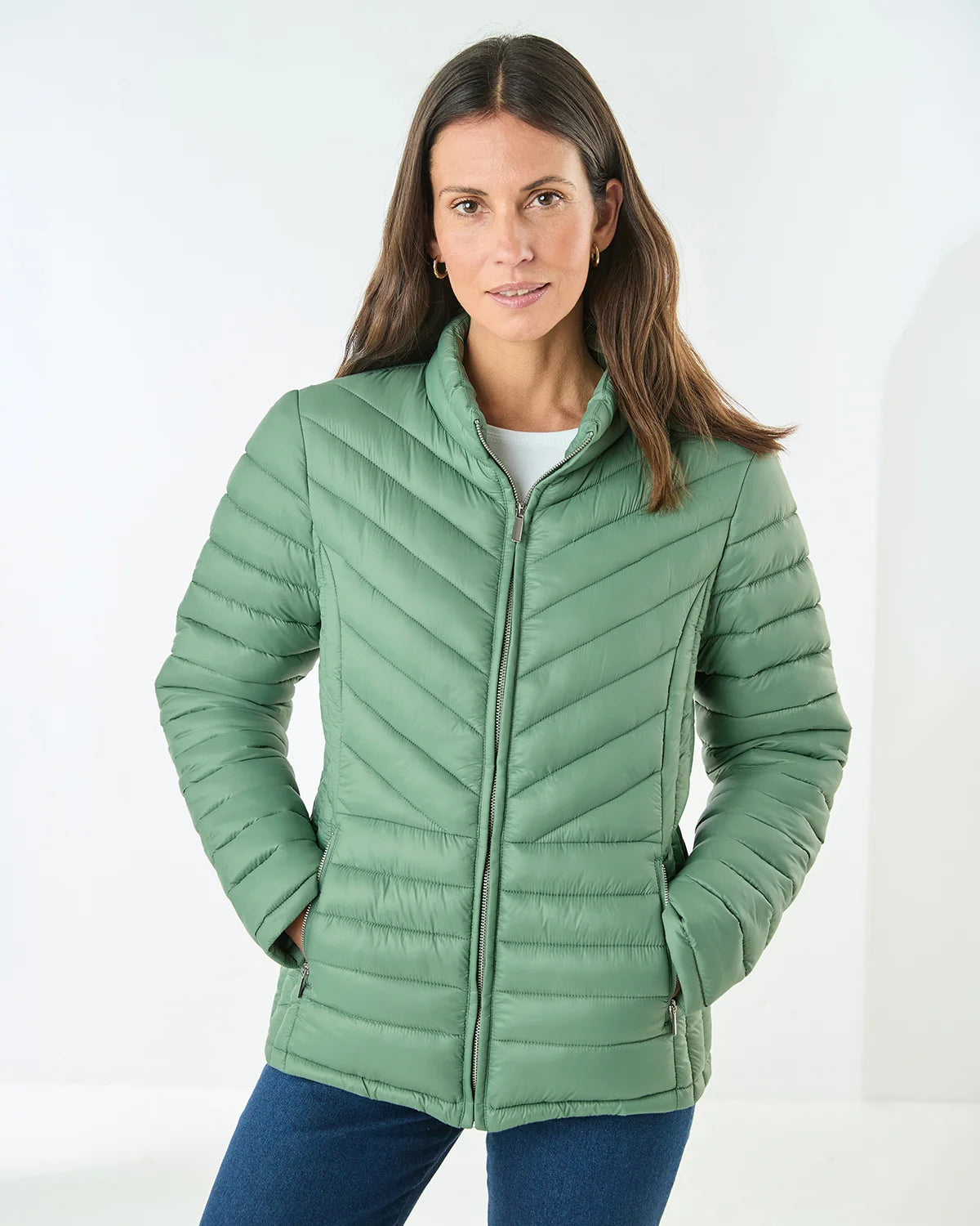 Lightly Padded Quilted Jacket - Sage