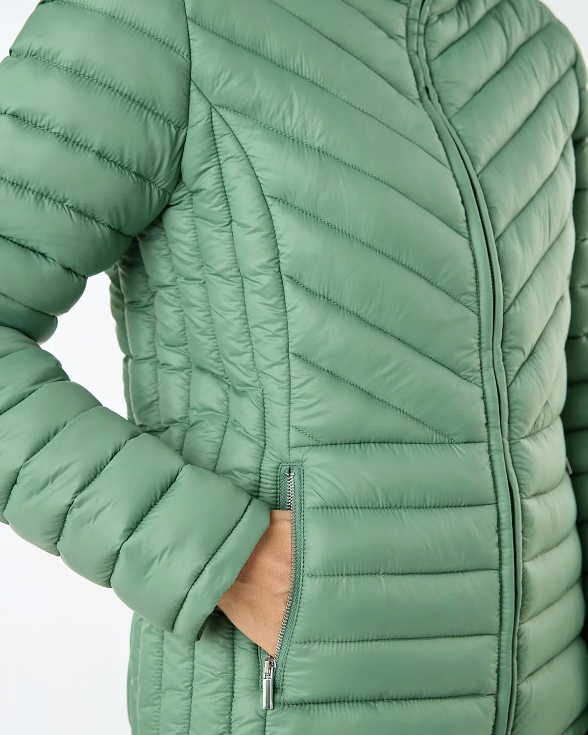 Lightly Padded Quilted Jacket - Sage