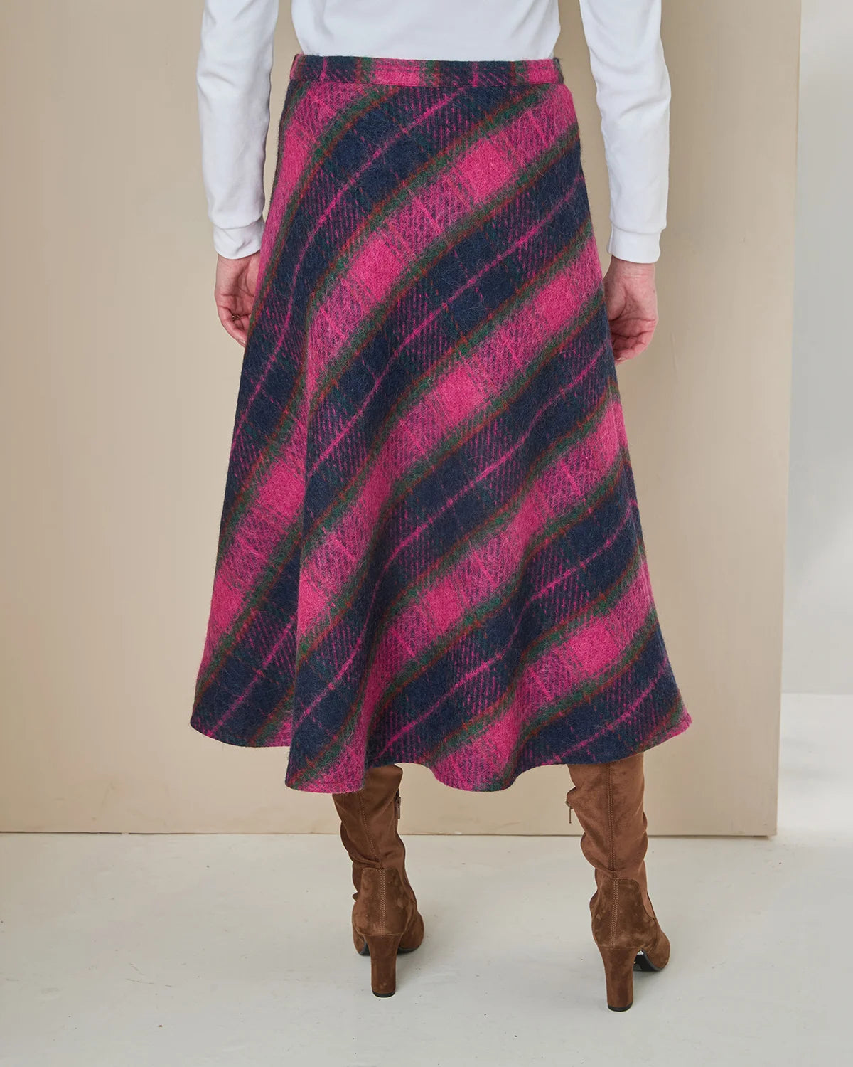 Tammy Lined Checked Wool Rich  A Line Skirt