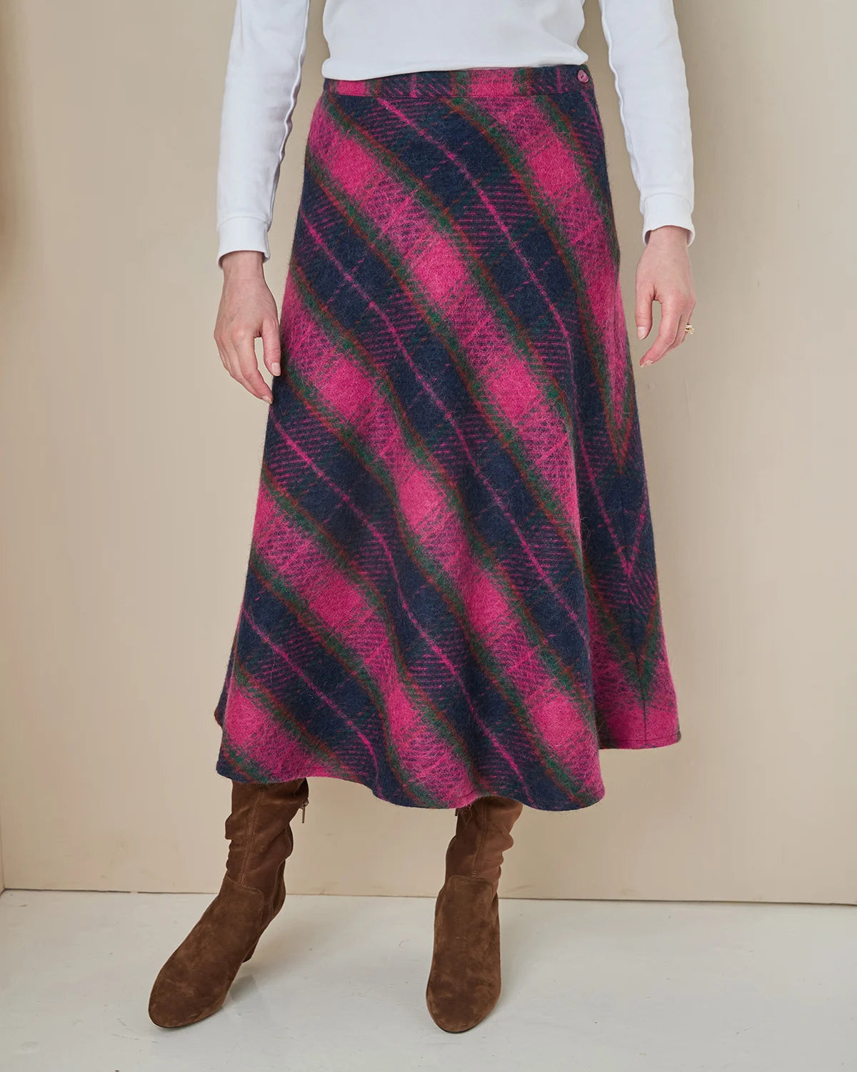 Tammy Lined Checked Wool Rich  A Line Skirt