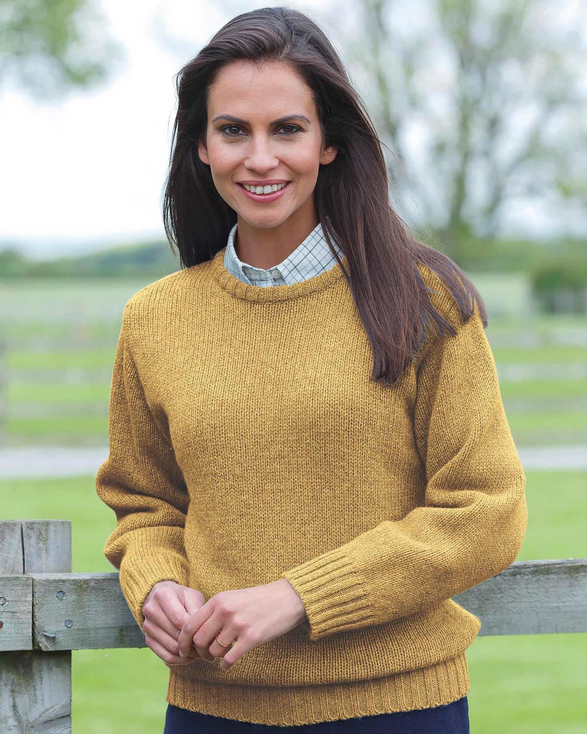 Shetland Wool Crew Neck Maize Jumper - The Classic Boutique