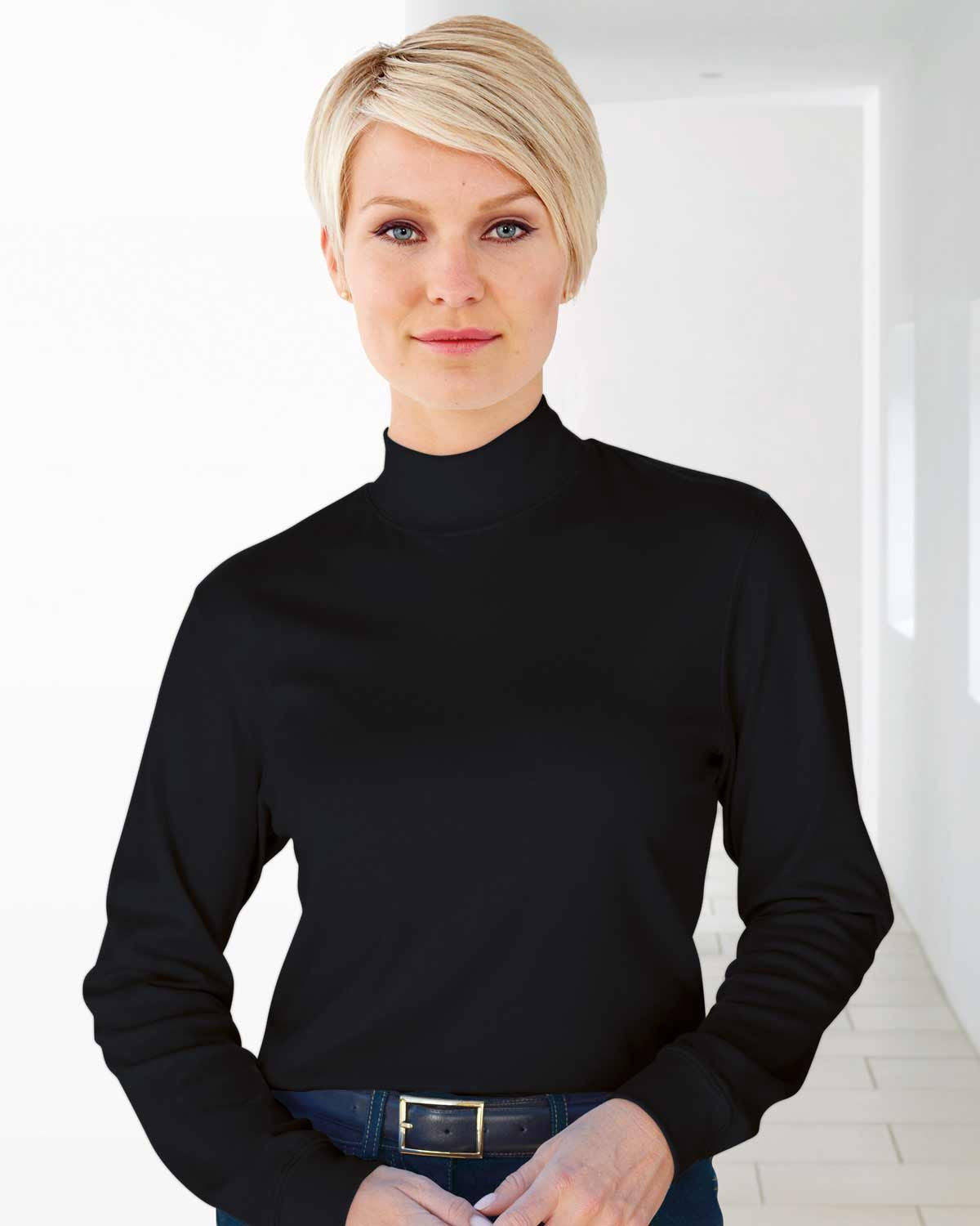 Ladies Cotton Black Turtle Neck Top - The Classic Boutique