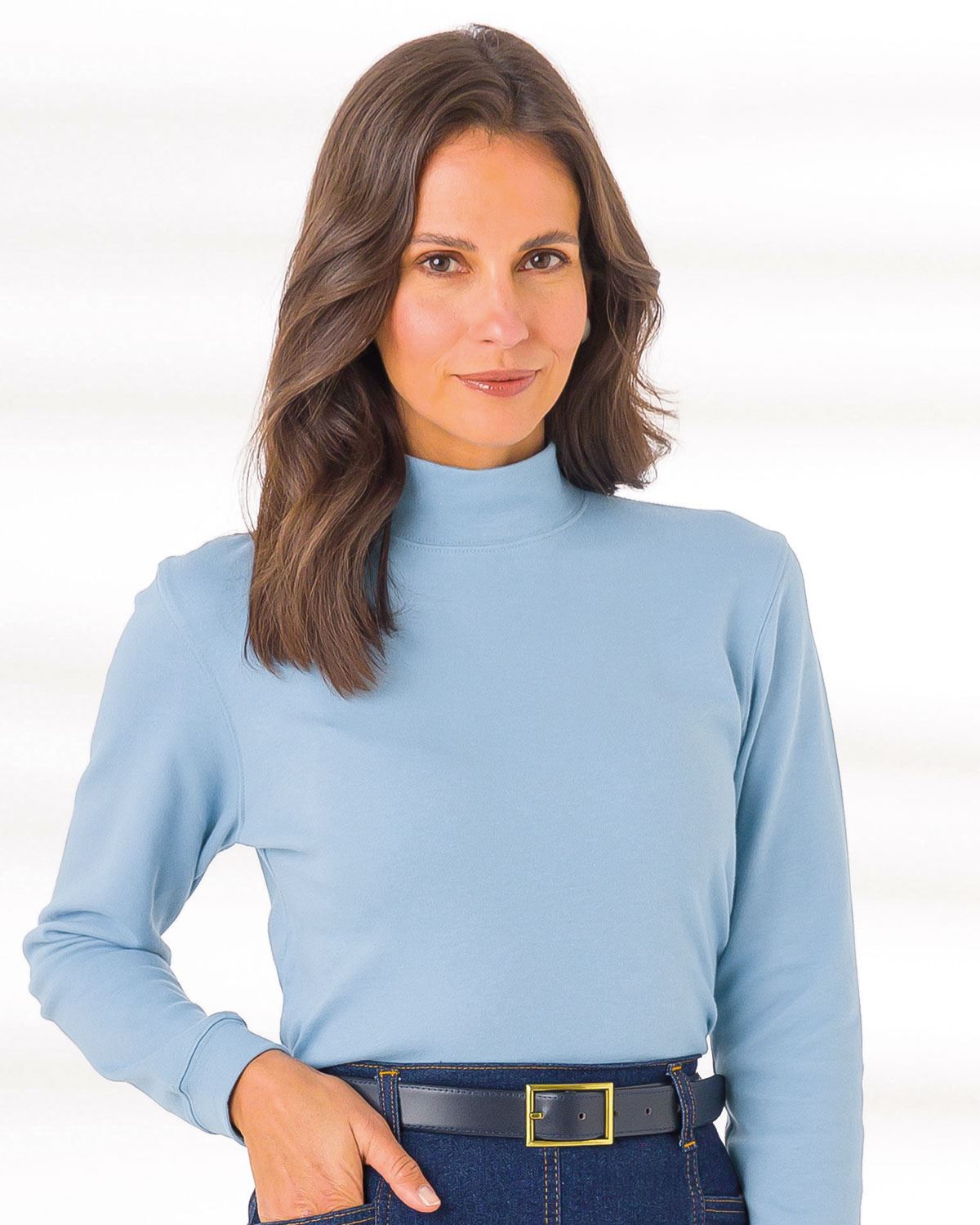 Cotton Turtle Neck Tops - Pale Blue - The Classic Boutique