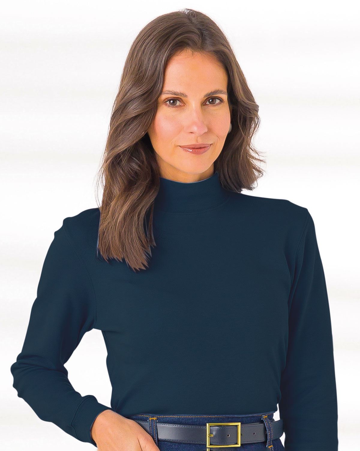 Cotton Turtle Neck Tops - Navy - The Classic Boutique