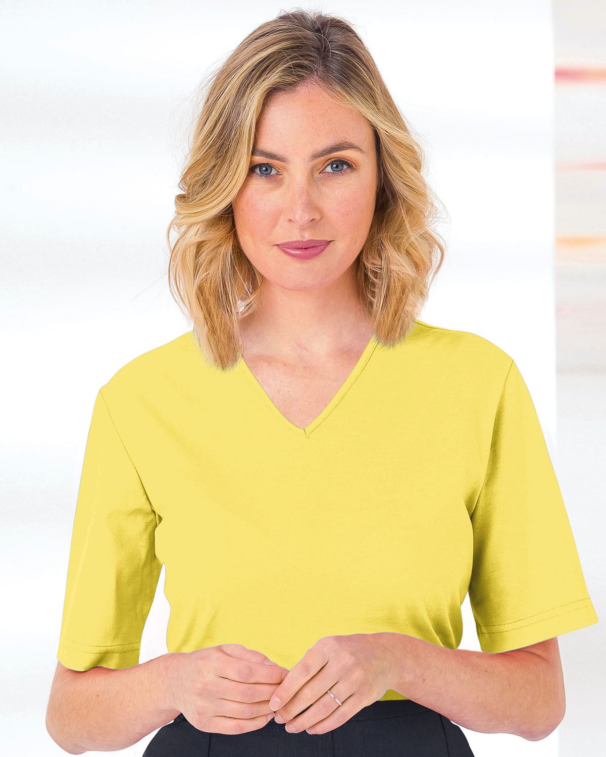 Silky Cotton V Neck Top  - Celery - The Classic Boutique
