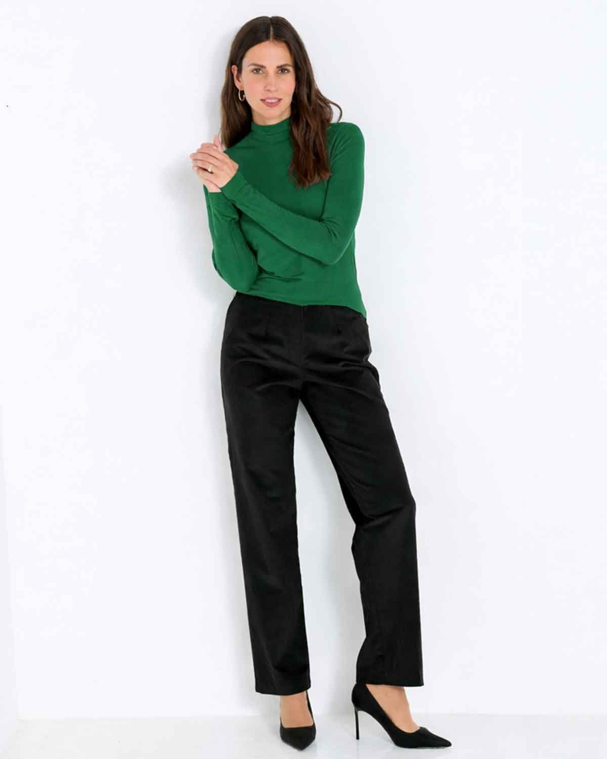Corduroy Trousers  Ladies - Black - The Classic Boutique