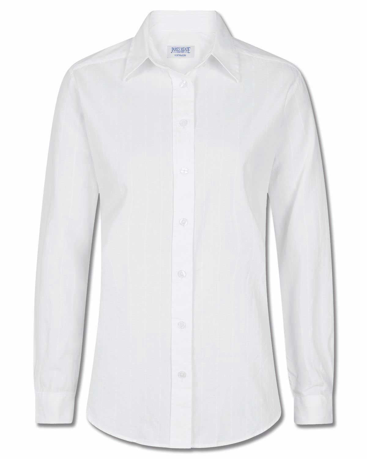 Audrey Pure Cotton Long Sleeved White Blouse - White - Image 2 - The Classic Boutique
