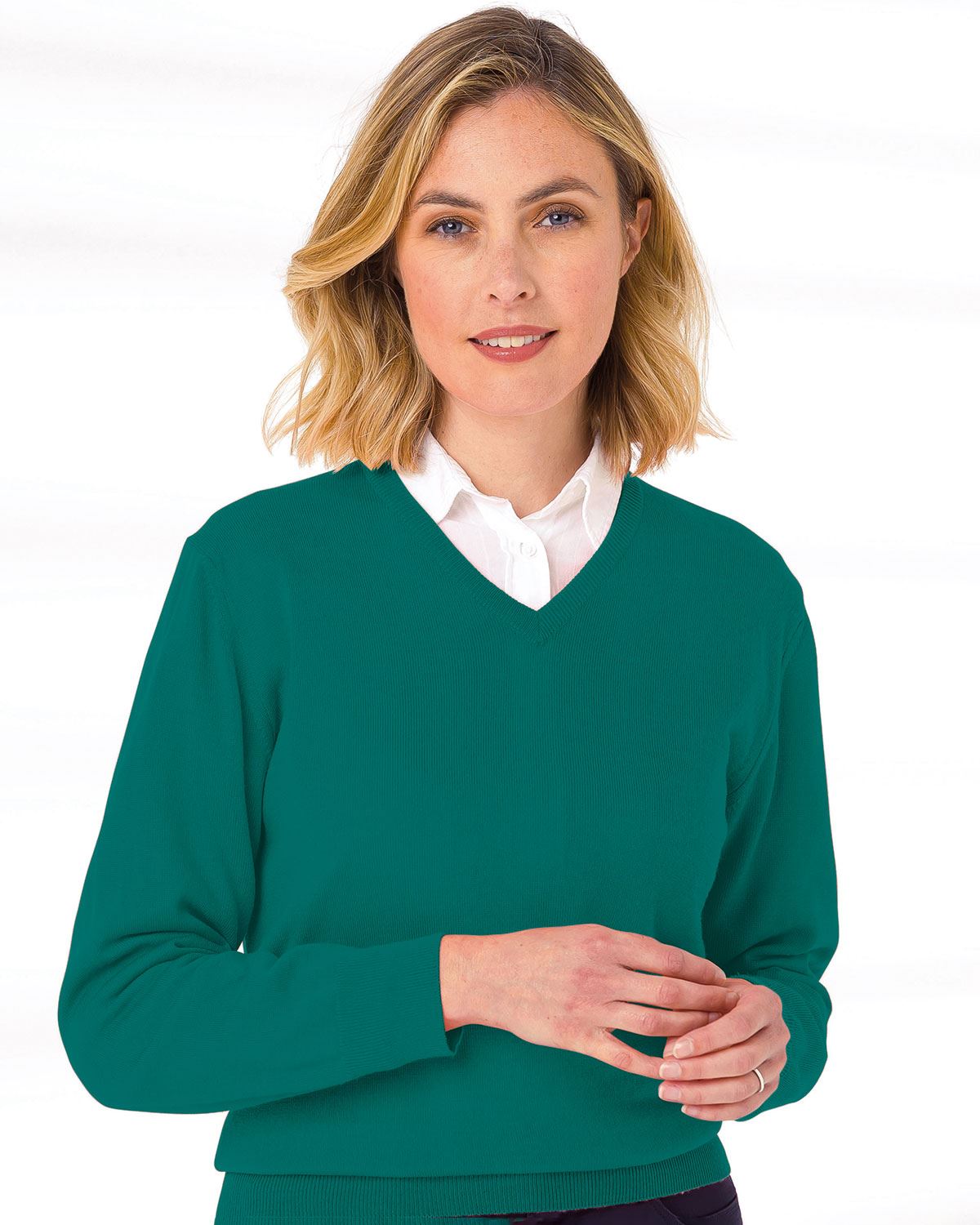 Merino V neck Sweater Ladies - Jade - The Classic Boutique