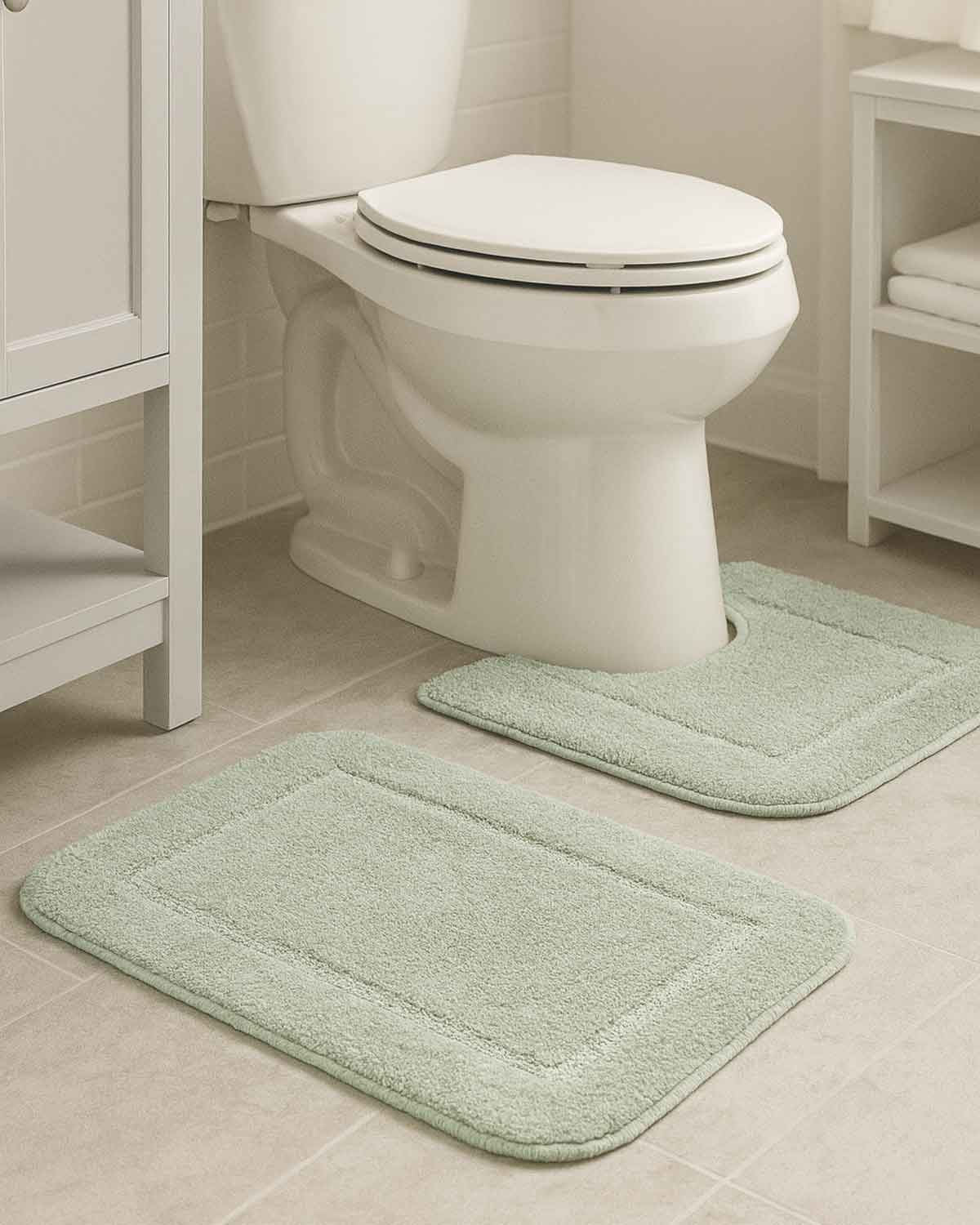 Luxury Microfibre Bath and pedestal Mats - Green - The Classic Boutique