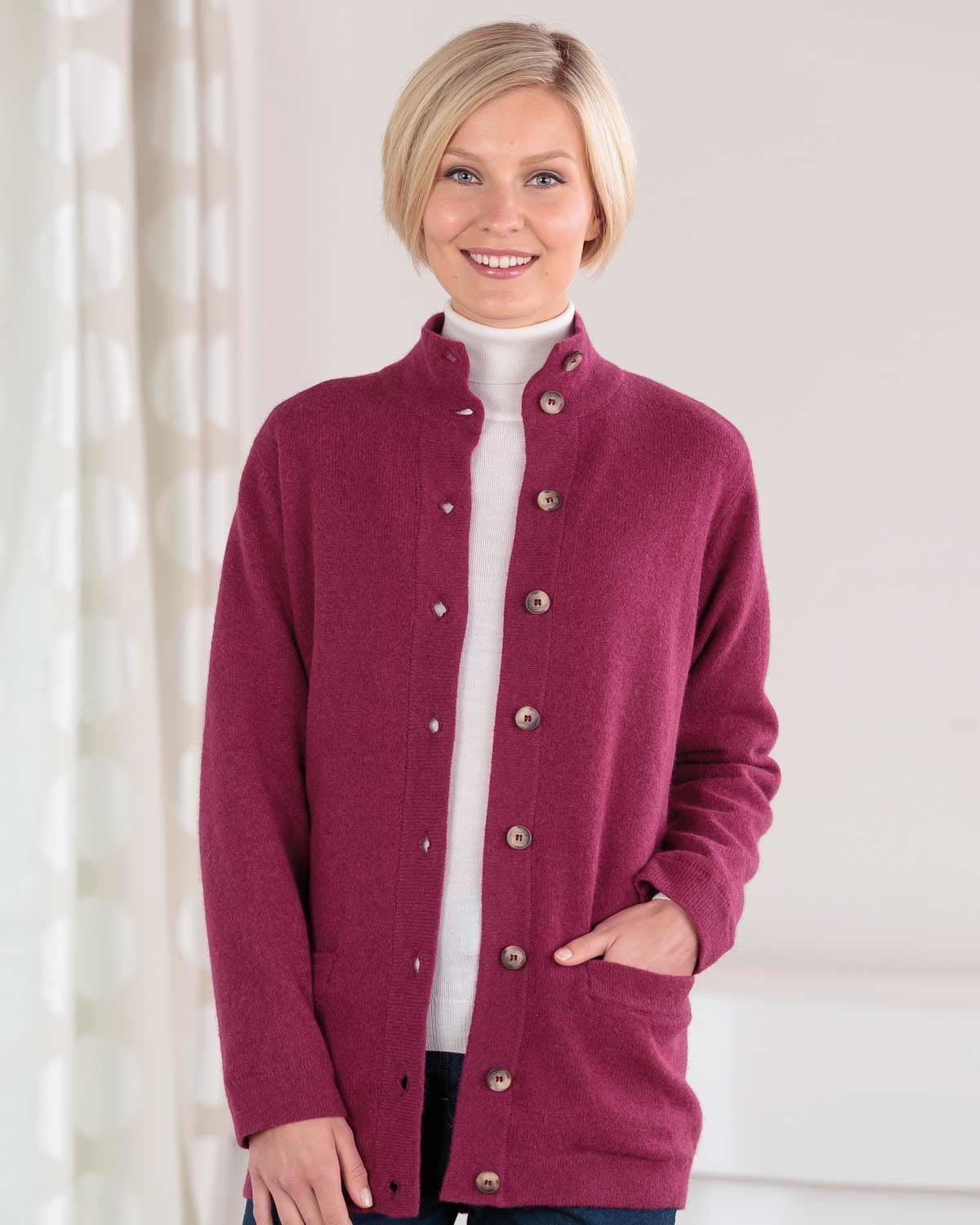 Georgina Pure Lambswool Jacket - Cherry - Image 1 - The Classic Boutique