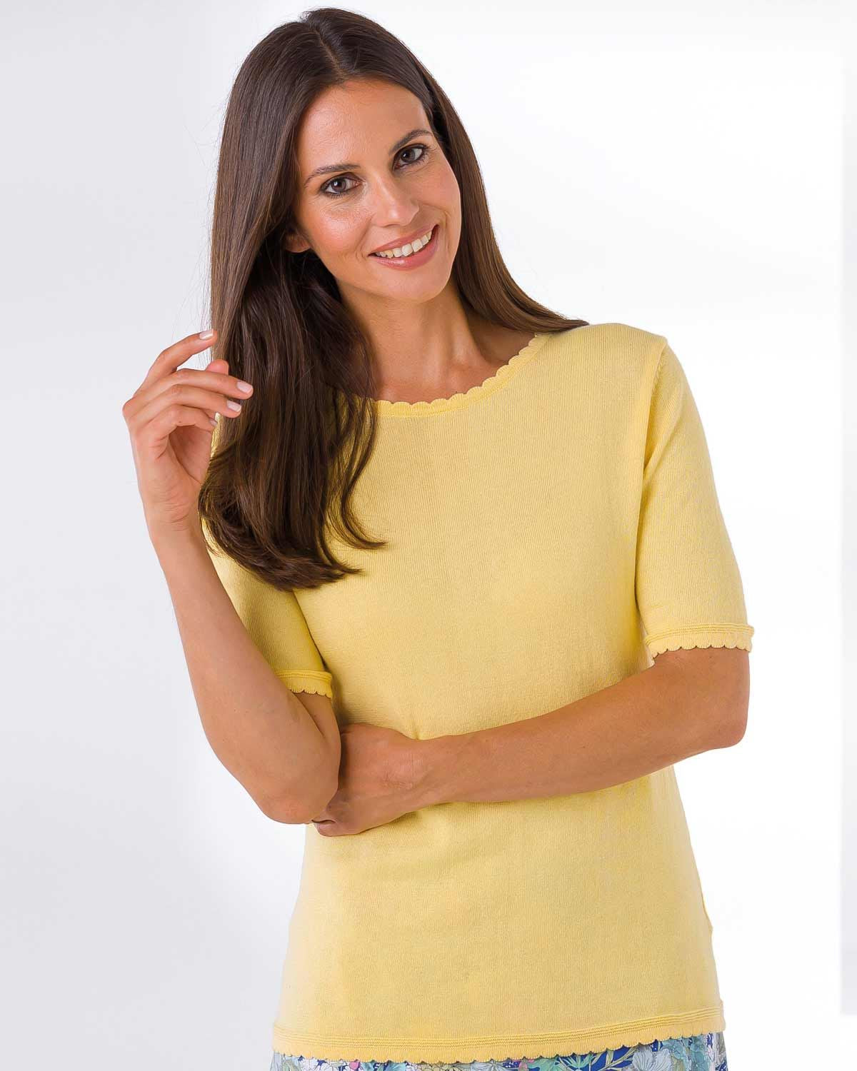 Cotton Scalloped Top - Yellow - The Classic Boutique