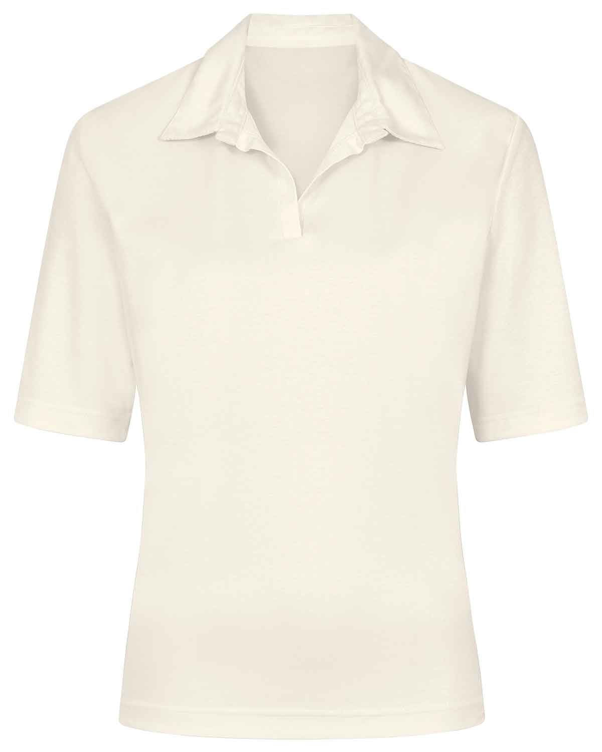 Silky Cotton Ladies Polo Top - Cream - The Classic Boutique