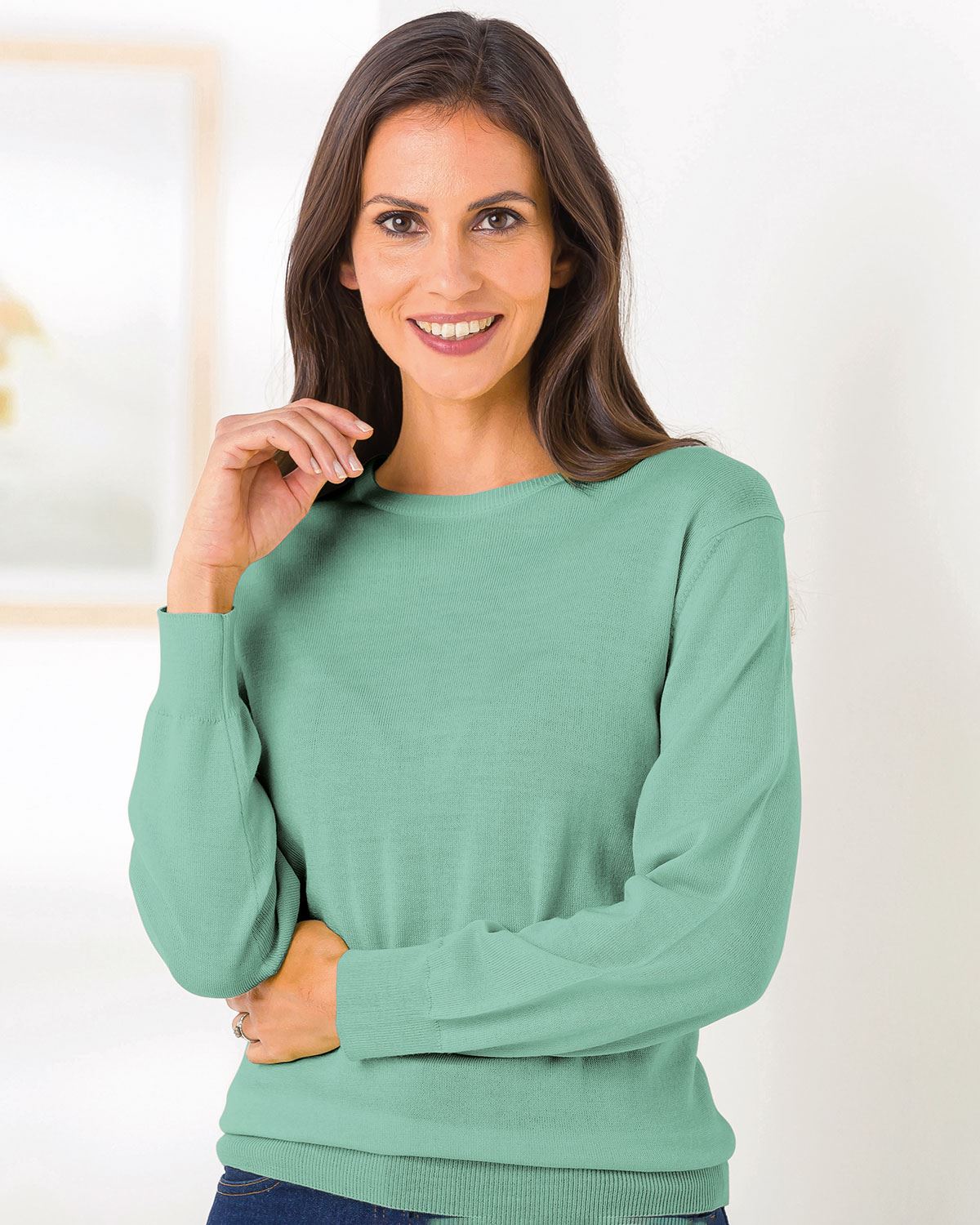 Merino Wool Crew Neck Jumper - Apple - The Classic Boutique
