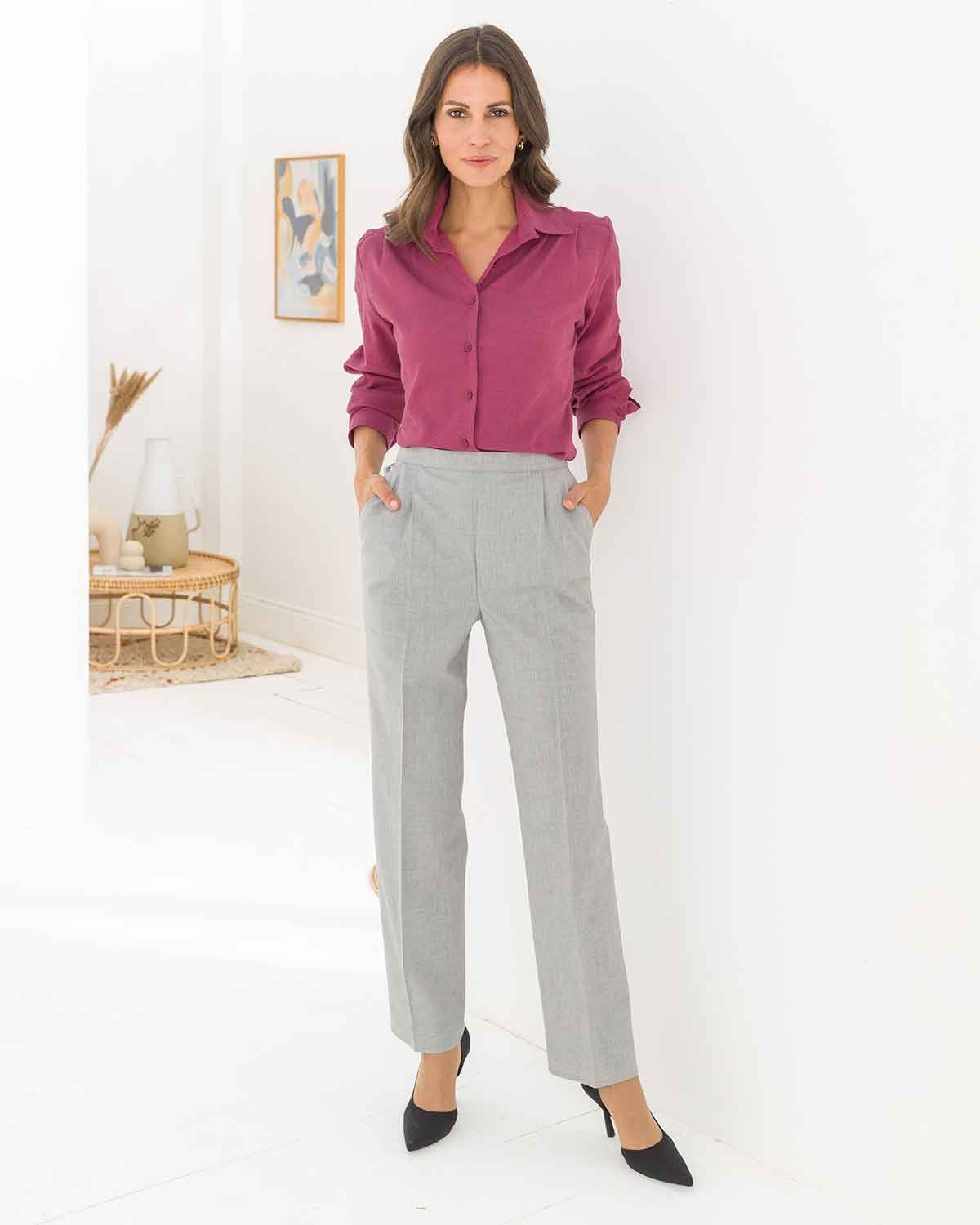 Sandown Pull On Trousers - Pearl - The Classic Boutique