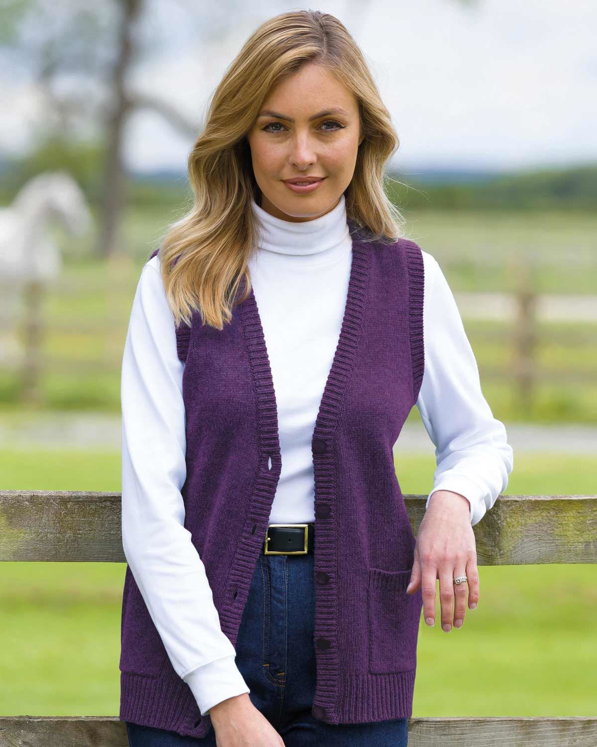 Shetland Waistcoat - Aubergine - The Classic Boutique