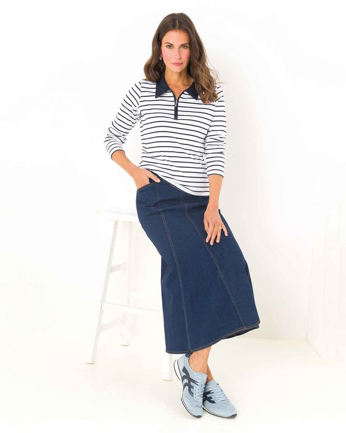 Denim Skirt - Blue - Image 2 - The Classic Boutique