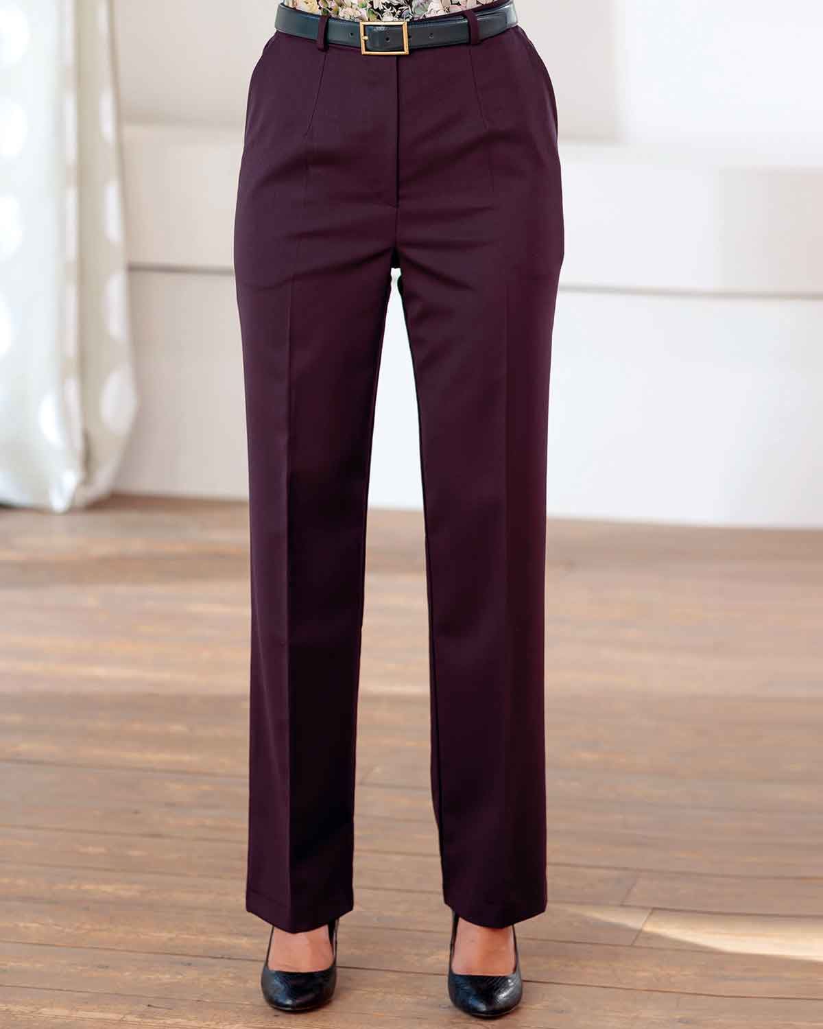 Sandown Trousers  Ladies - Damson - The Classic Boutique