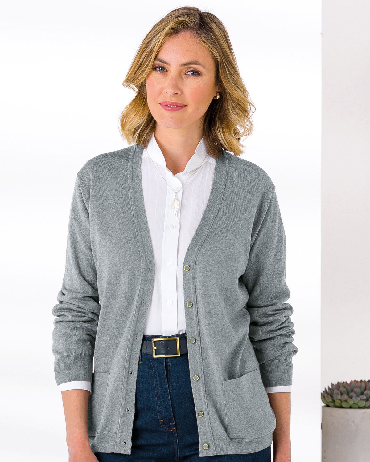Merino Wool Cardigan - Grey - The Classic Boutique