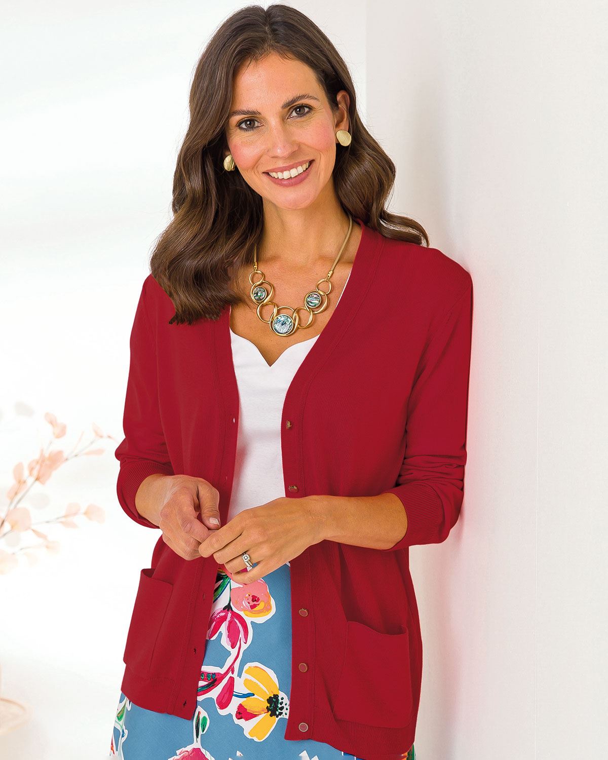 Merino Wool Cardigan - Red Spice - The Classic Boutique