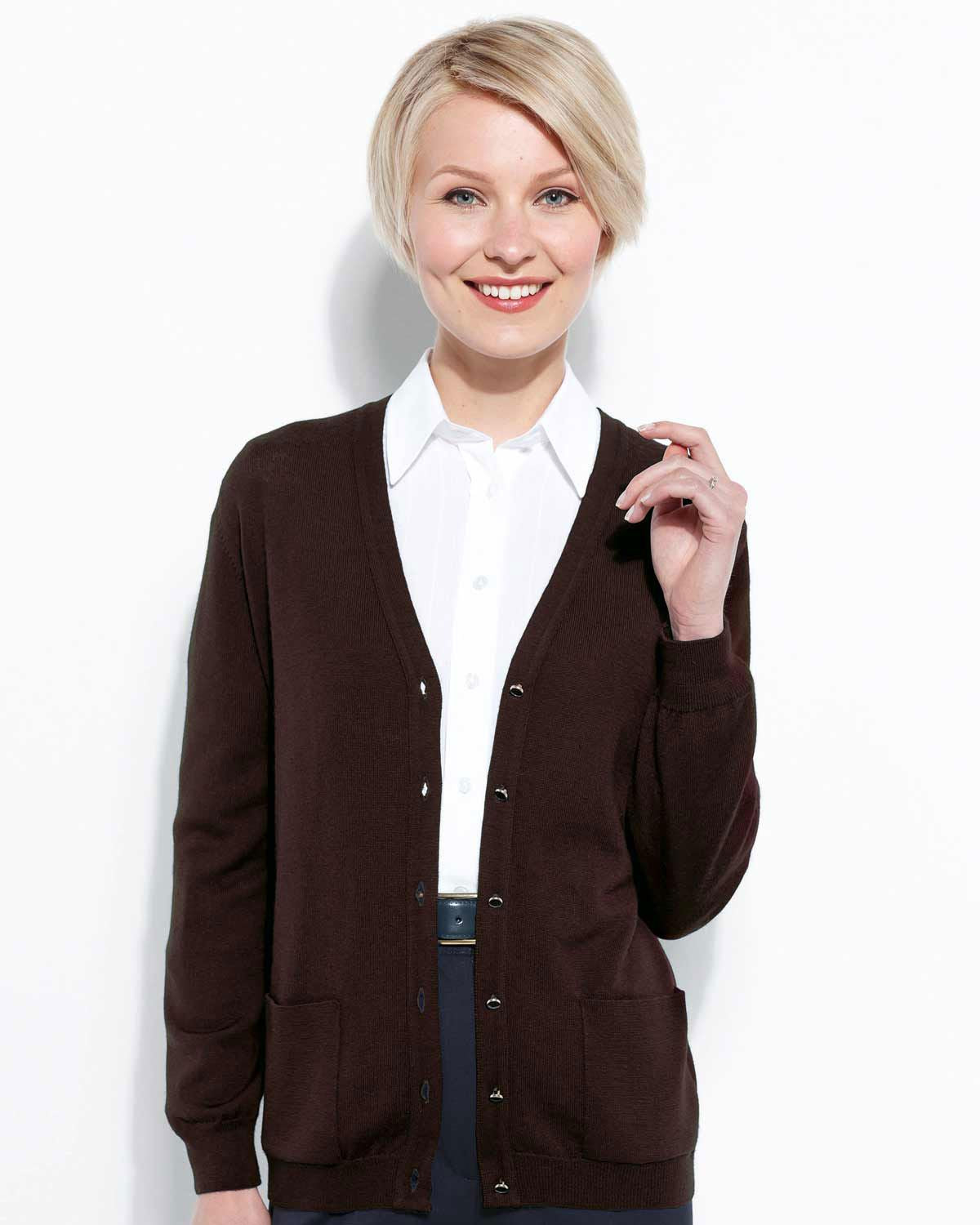 Merino Wool Cardigan - Bitter Chocolate - The Classic Boutique