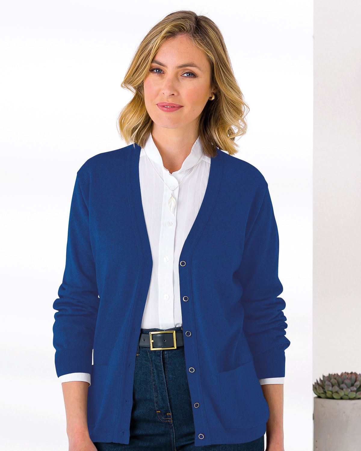 Merino Wool Cardigan - Sapphire - The Classic Boutique