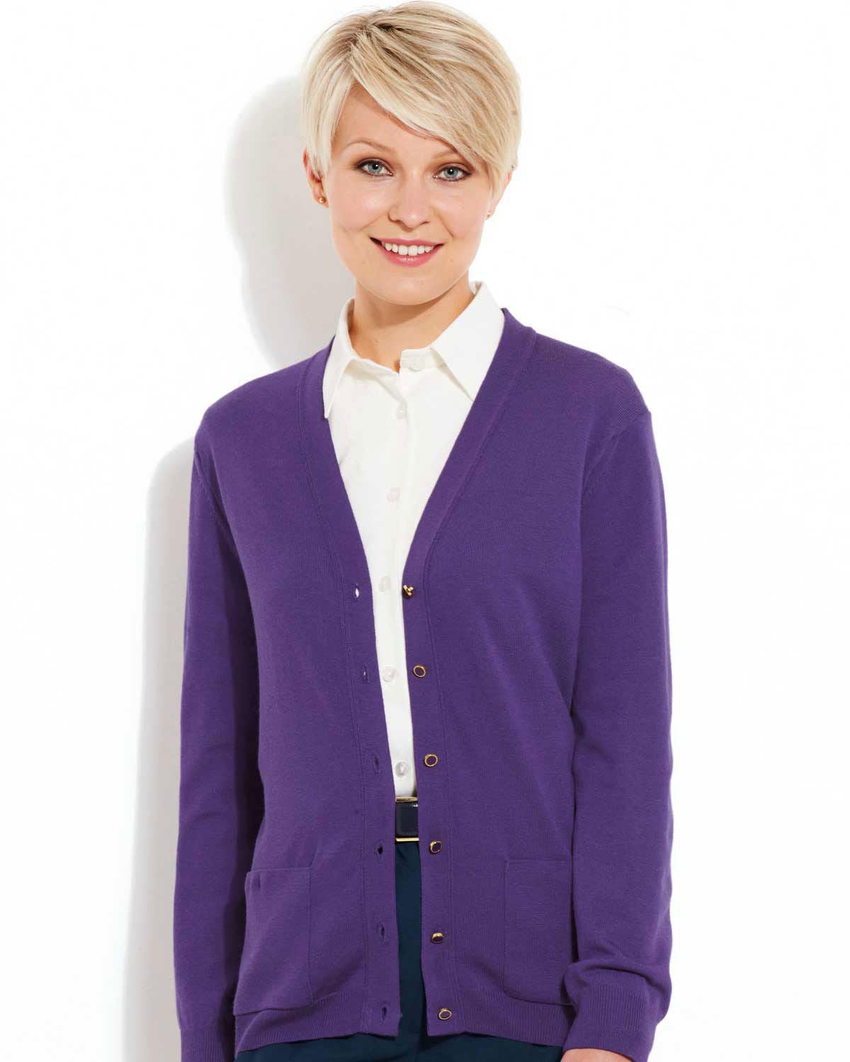 Merino Wool Cardigan - Violet - The Classic Boutique
