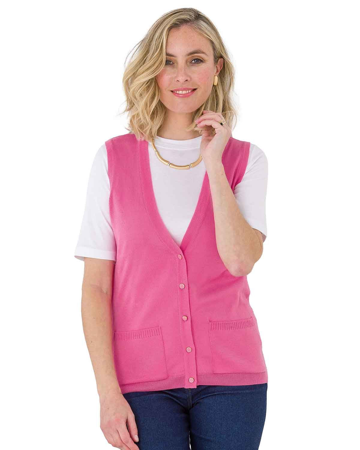 Merino Waistcoat - Bubblegum - The Classic Boutique