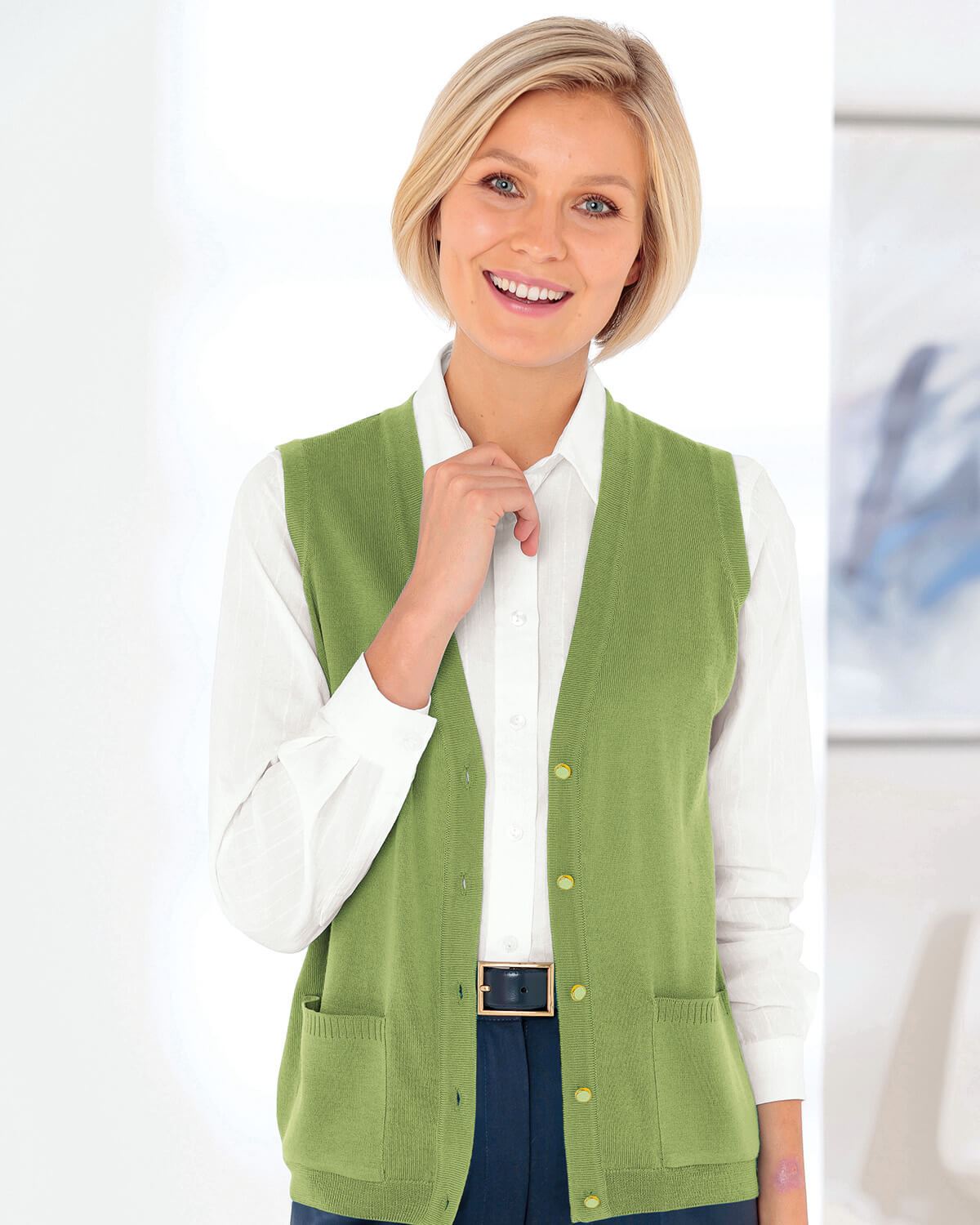 Merino Waistcoat - Kiwi - The Classic Boutique