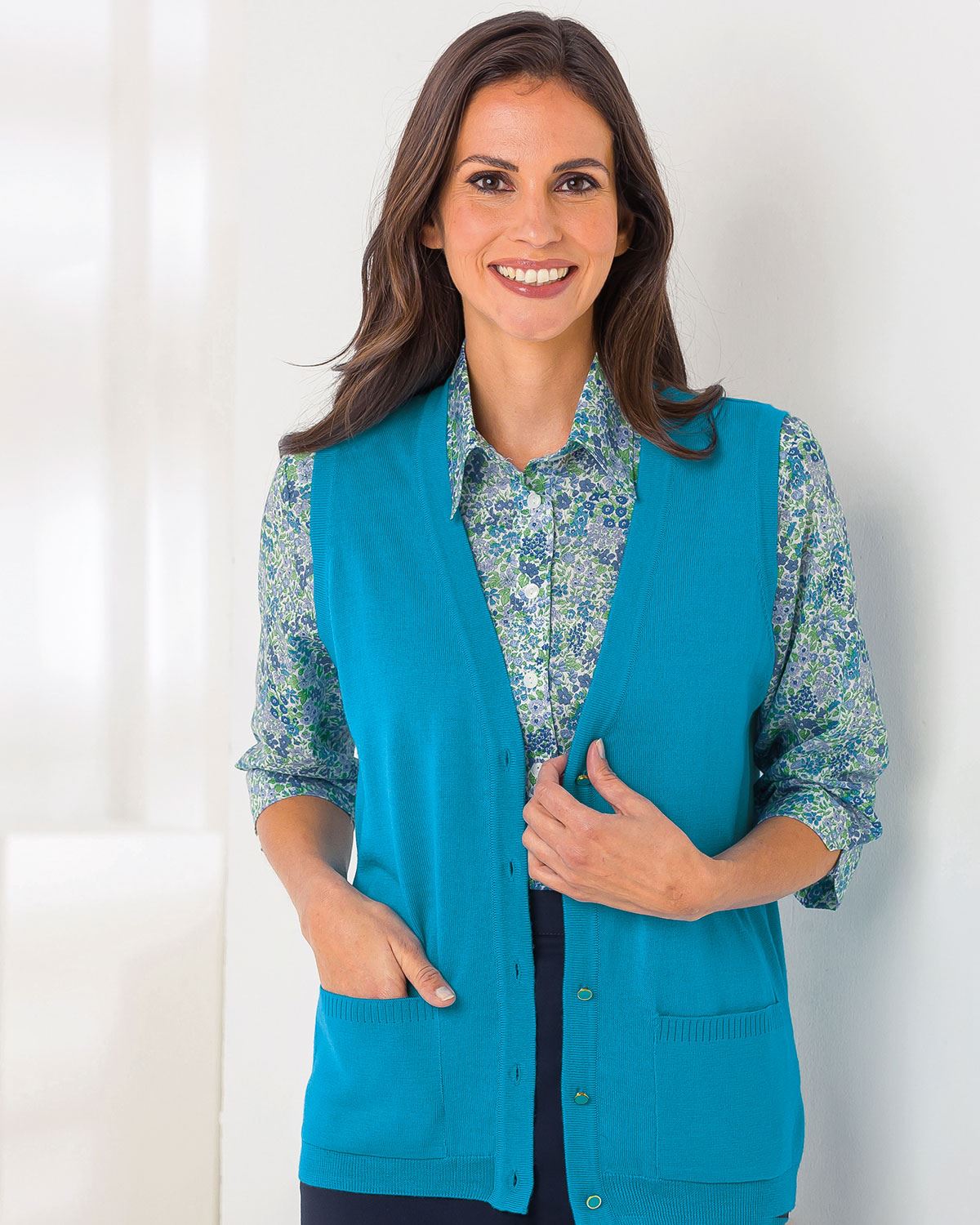 Merino Waistcoat - Turquoise - The Classic Boutique